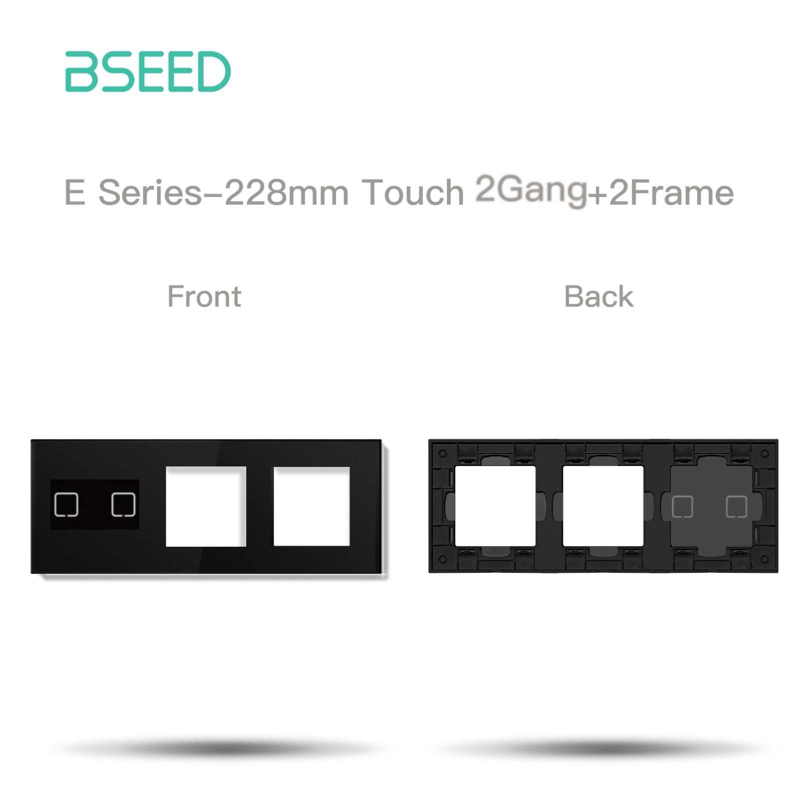 BSEED Echo Touch DIY Part Customized Free Combinations Glass Panels Light Switches Bseedswitch Black 2 Gang +2 slot Panel 