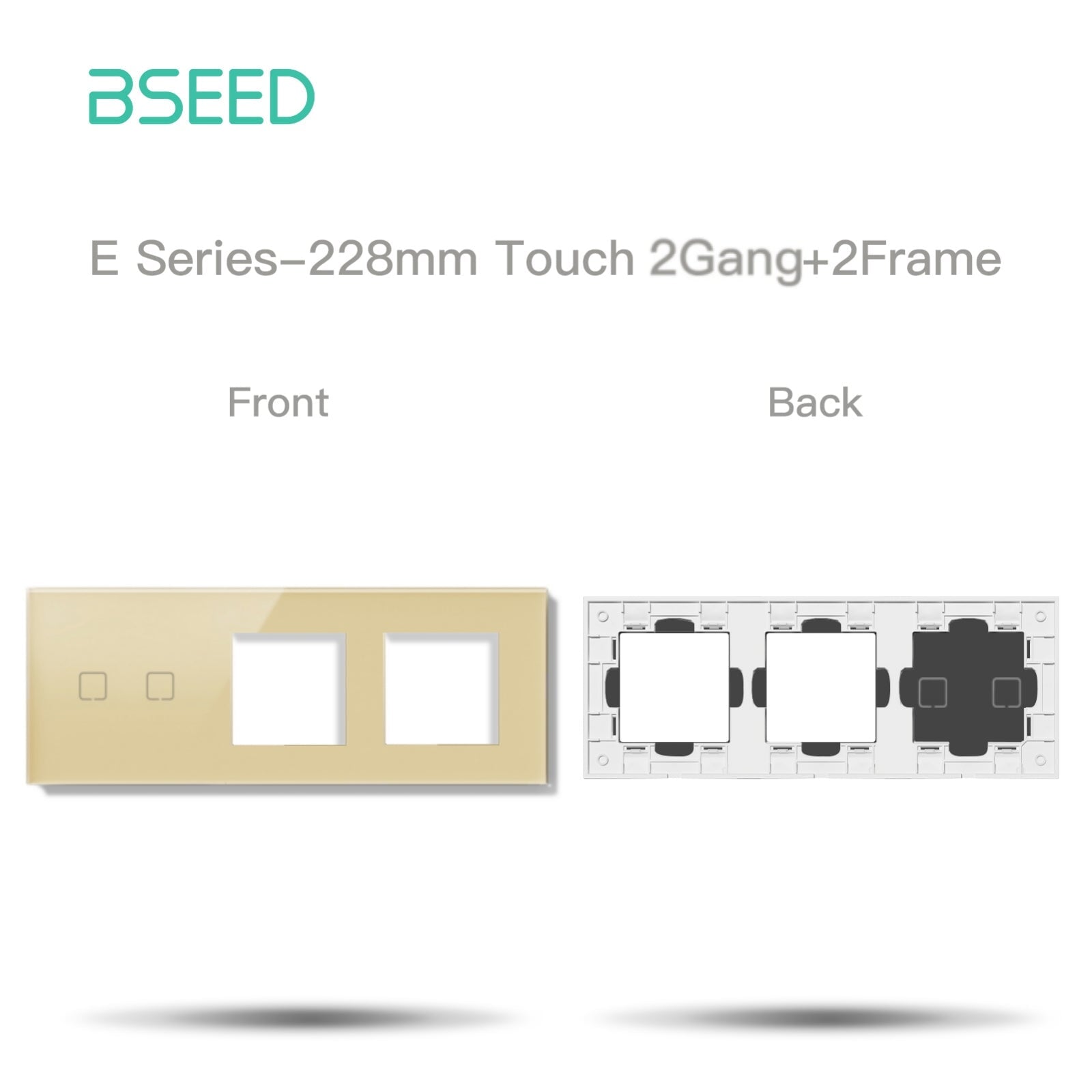 BSEED Echo Touch DIY Part Customized Free Combinations Glass Panels Light Switches Bseedswitch Gold 2 Gang +2 slot Panel 
