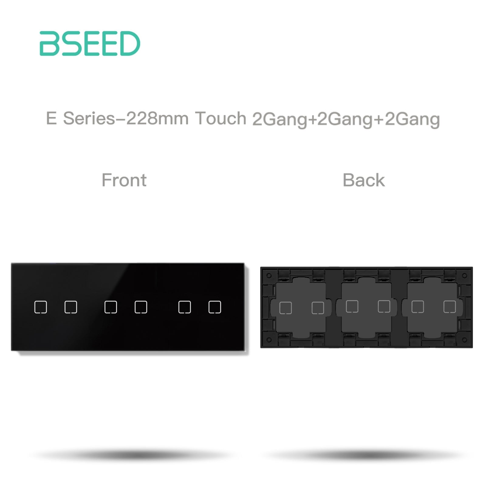 BSEED Echo Touch DIY Part Customized Free Combinations Glass Panels Light Switches Bseedswitch Black 2 Gang +2Gang+ 2 Gang Panel 