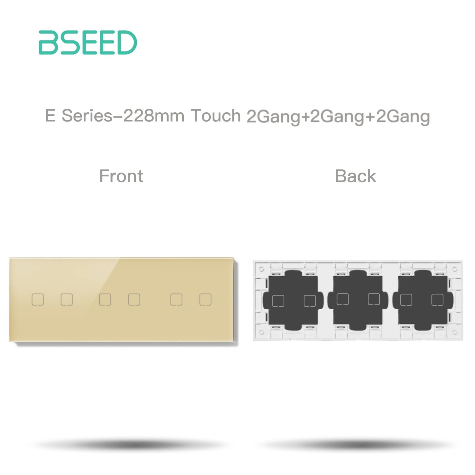 BSEED Echo Touch DIY Part Customized Free Combinations Glass Panels Light Switches Bseedswitch Gold 2 Gang +2Gang+ 2 Gang Panel 