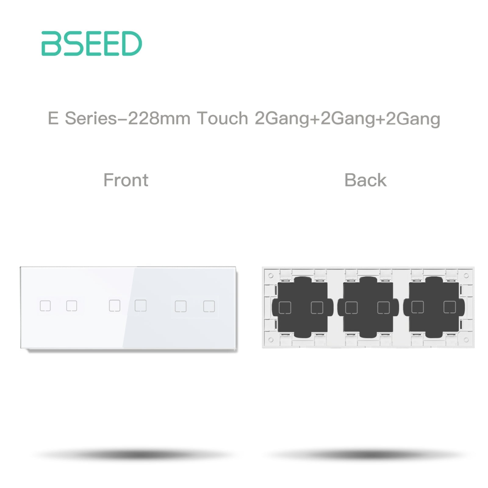BSEED Echo Touch DIY Part Customized Free Combinations Glass Panels Light Switches Bseedswitch White 2 Gang +2Gang+ 2 Gang Panel 