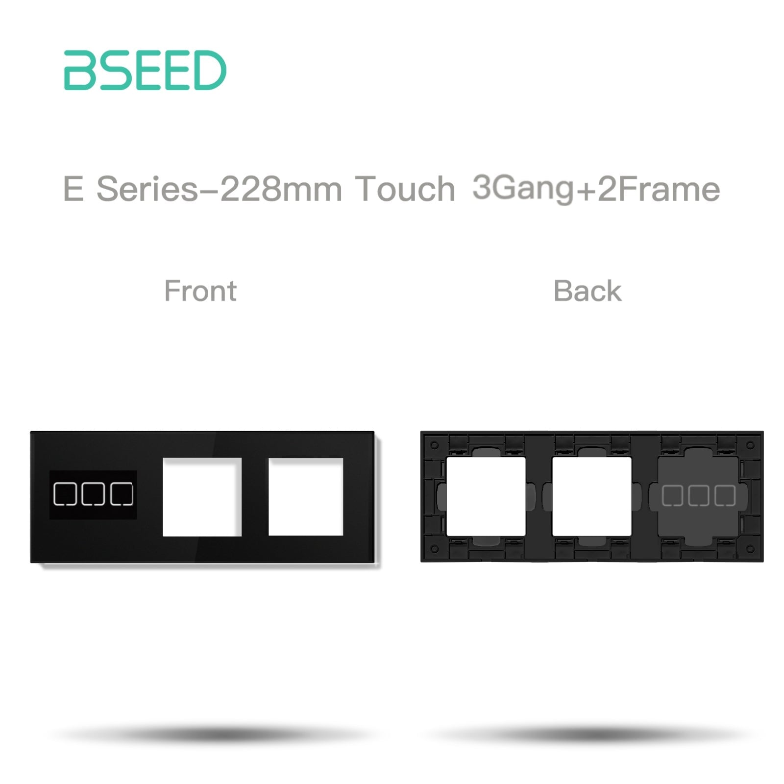 BSEED Echo Touch DIY Part Customized Free Combinations Glass Panels Light Switches Bseedswitch Black 3 Gang +2 slot Panel 