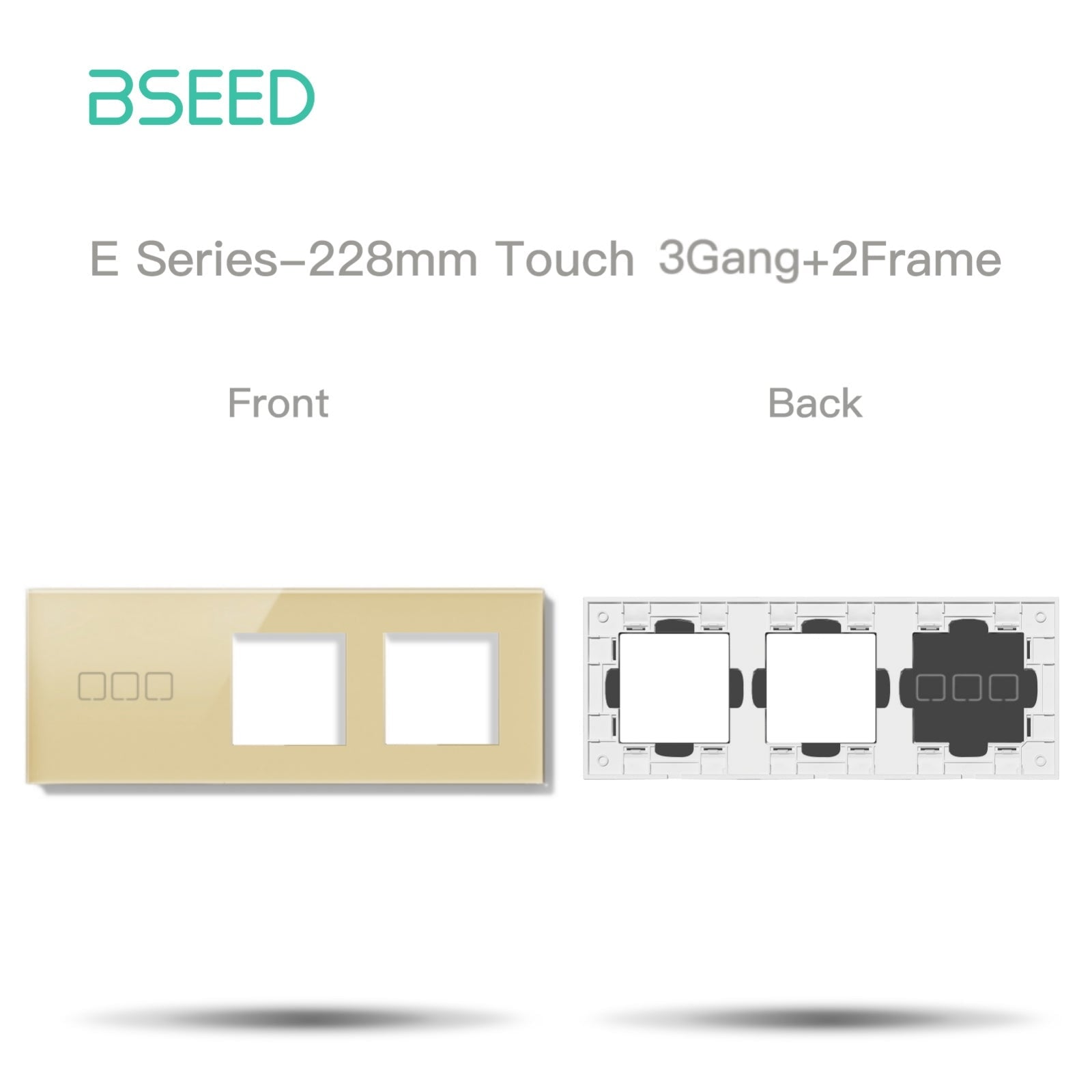 BSEED Echo Touch DIY Part Customized Free Combinations Glass Panels Light Switches Bseedswitch Gold 3 Gang +2 slot Panel 