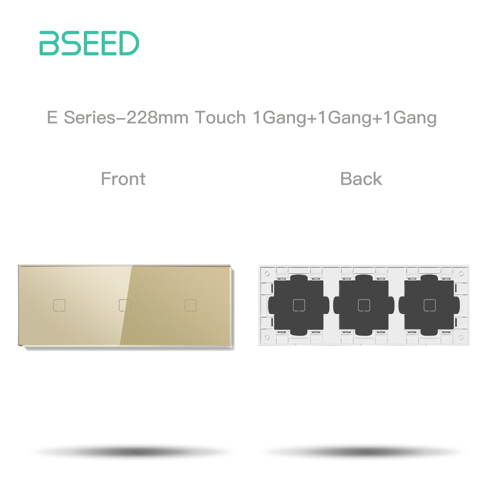 BSEED Echo Touch DIY Part Customized Free Combinations Glass Panels Light Switches Bseedswitch Gold 1 Gang +1 Gang+ 1 Gang Panel 