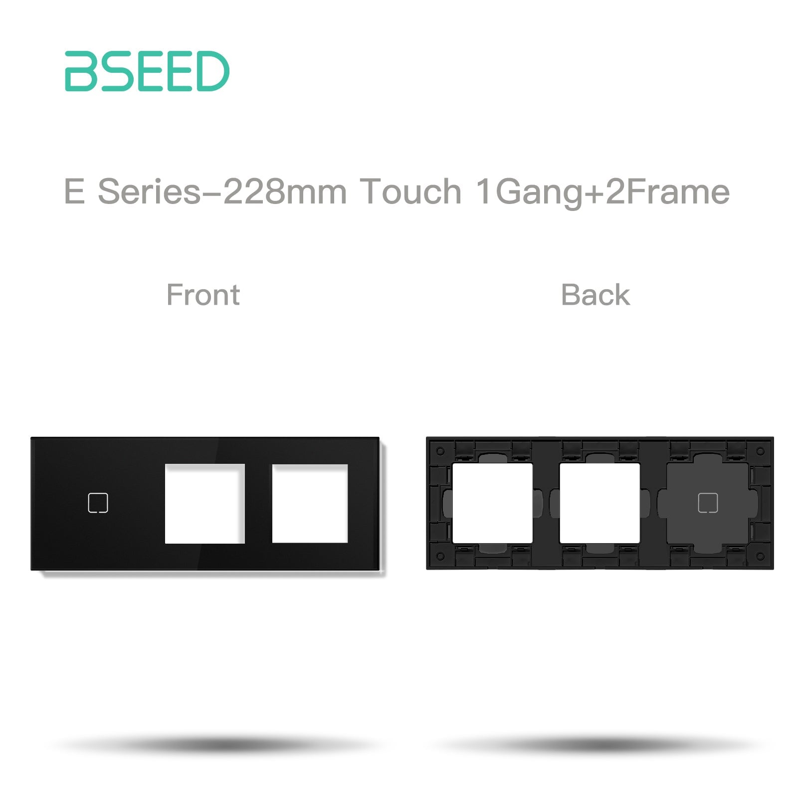 BSEED Echo Touch DIY Part Customized Free Combinations Glass Panels Light Switches Bseedswitch Black 1 Gang +2 slot Panel 