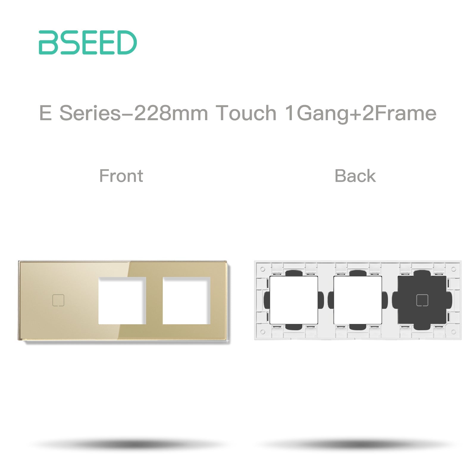 BSEED Echo Touch DIY Part Customized Free Combinations Glass Panels Light Switches Bseedswitch Gold 1 Gang +2 slot Panel 