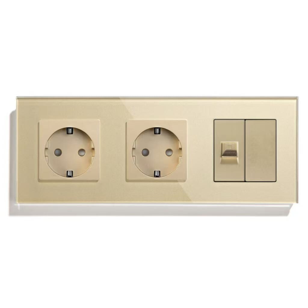 BSEED Product Customization Bseedswitch double eu socket with cat6 socket and blank key 