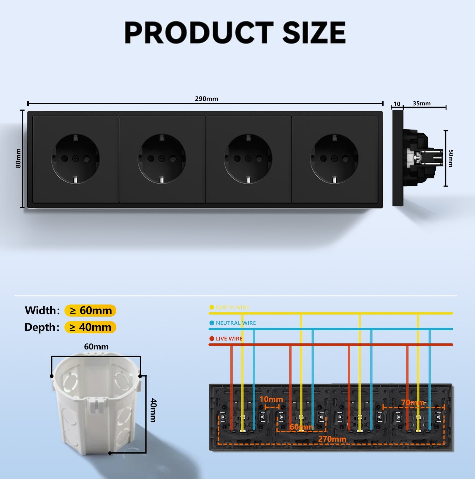 EG Easy Install EU Wall Sockets with clamping technology Power Outlets & Sockets Bseedswitch 