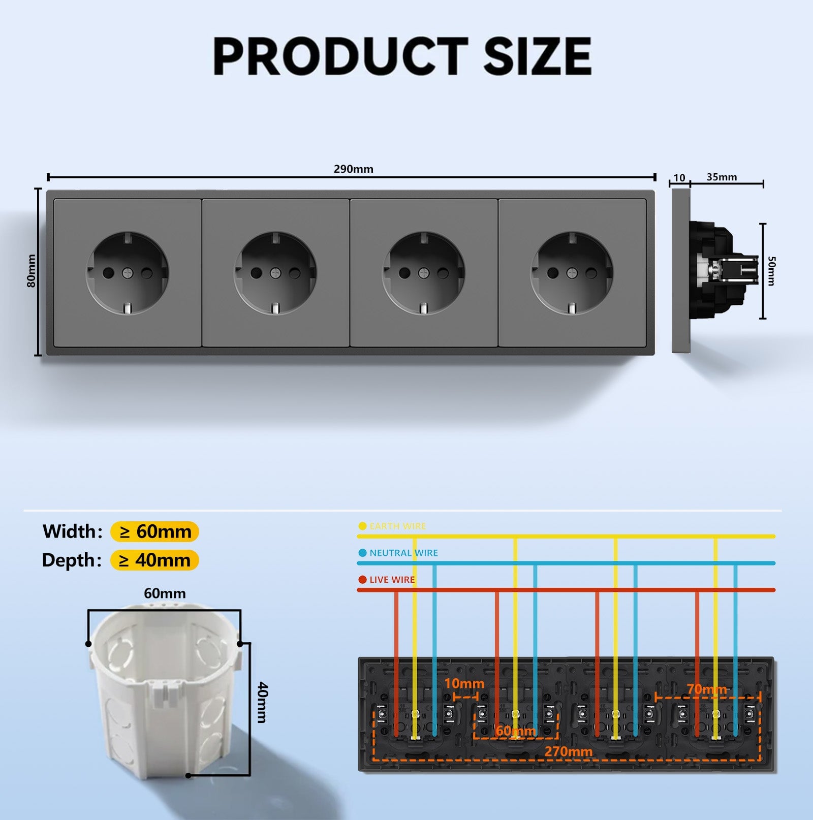 EG Easy Install EU Wall Sockets with clamping technology Power Outlets & Sockets Bseedswitch 
