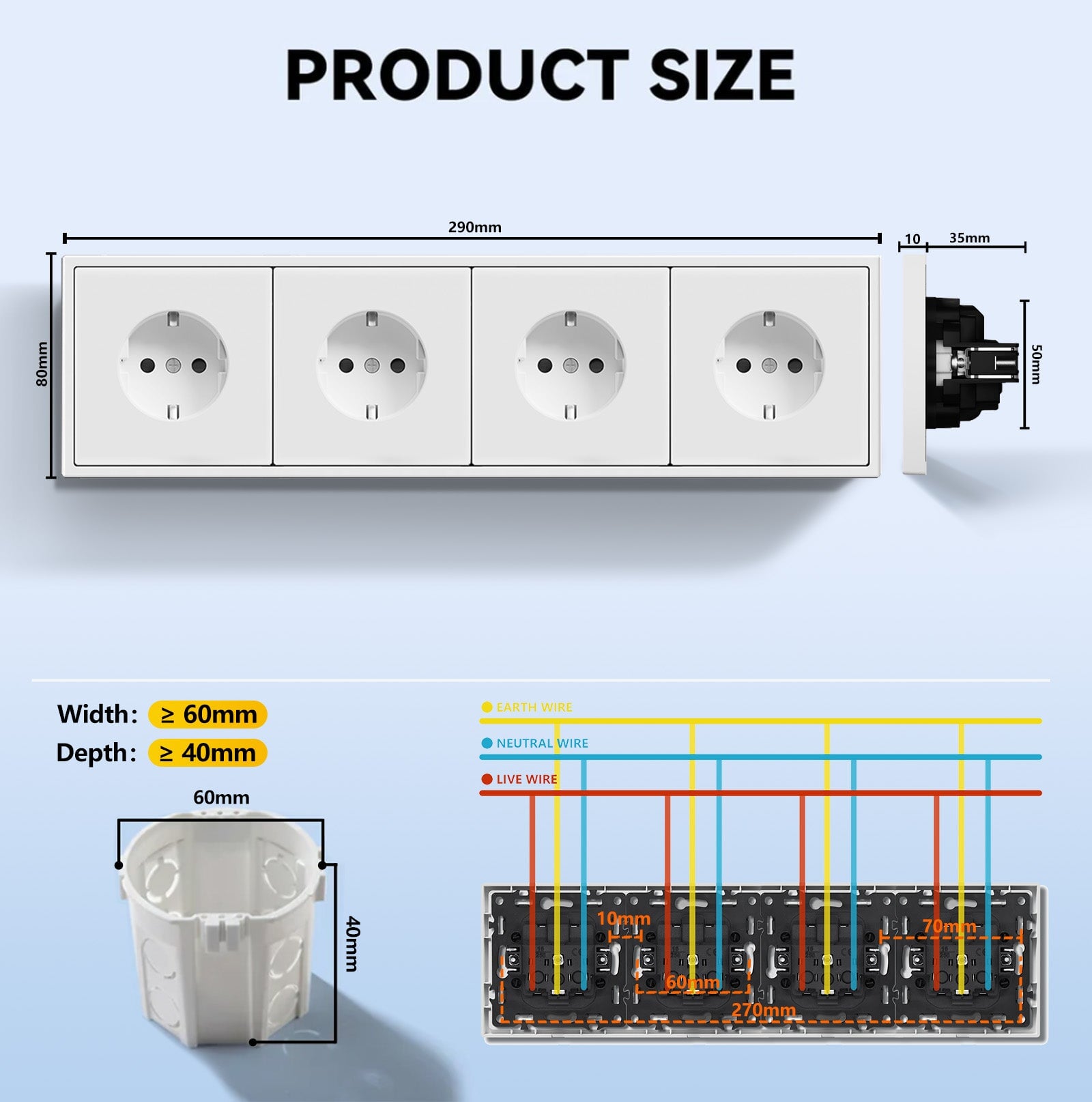 EG Easy Install EU Wall Sockets with clamping technology Power Outlets & Sockets Bseedswitch 