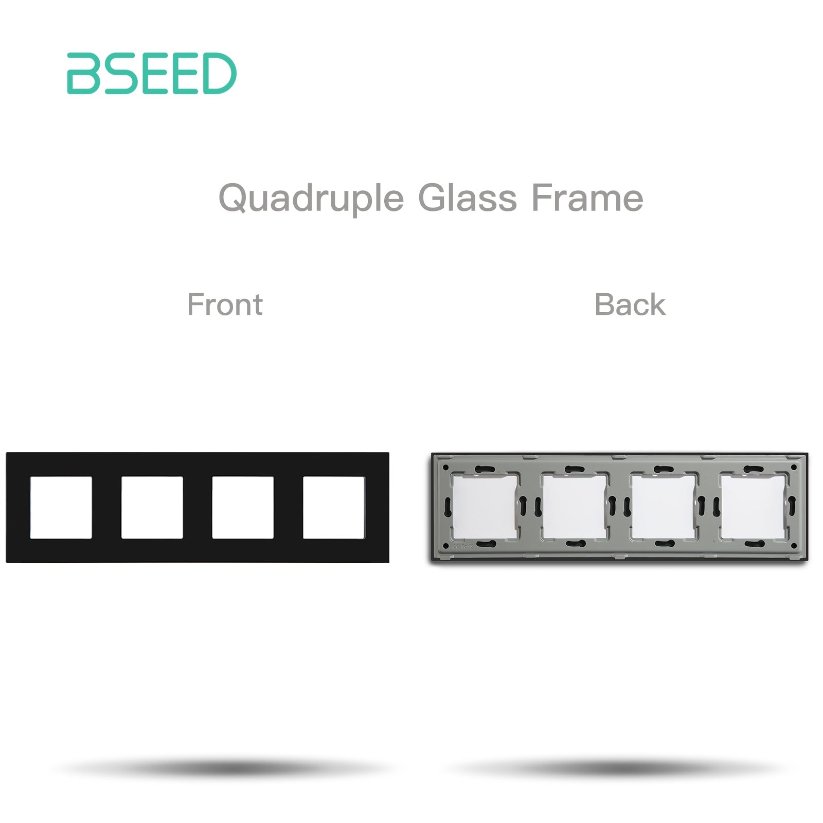 Bseed Crystal Glass Frame Smart Switch Socket Frame USB RJ45 Socket TV Satellite Wall Plug Function Parts DIY Free Combination Black Color Power Outlets & Sockets Bseedswitch 4 Slot Panel 