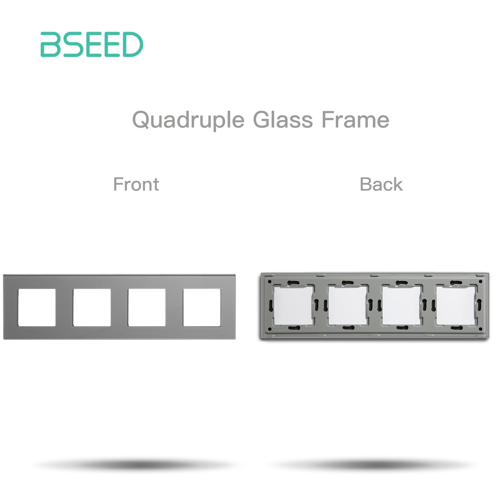 Bseed Crystal Glass Frame Smart Switch Socket Frame USB RJ45 Socket TV Satellite Wall Plug Function Parts DIY Free Combination Grey Color socket Bseedswitch 