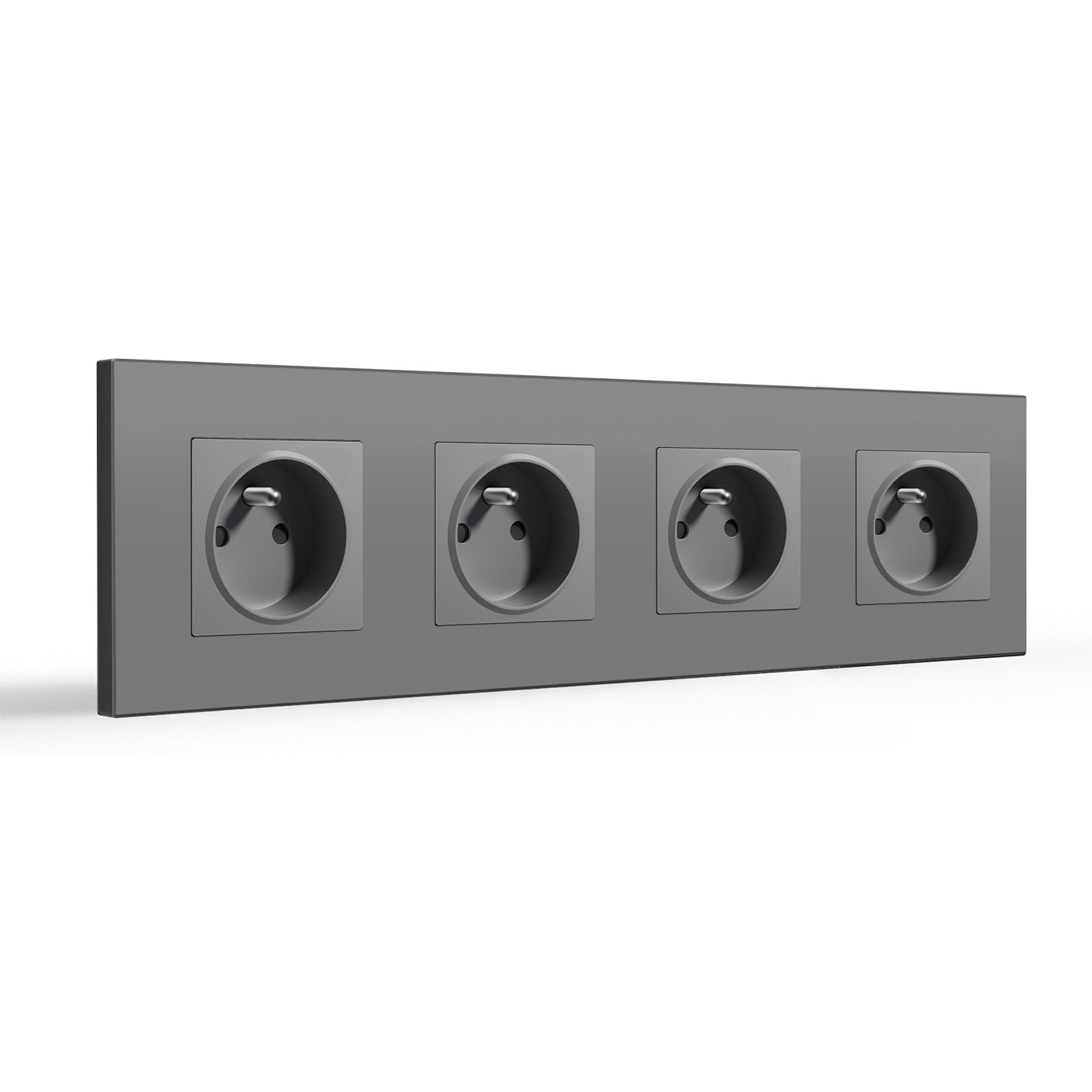 BSEED FR Wall Sockets Power Outlets Kids Protection 16A Wall Plates & Covers Bseedswitch grey Plastic Quadruple