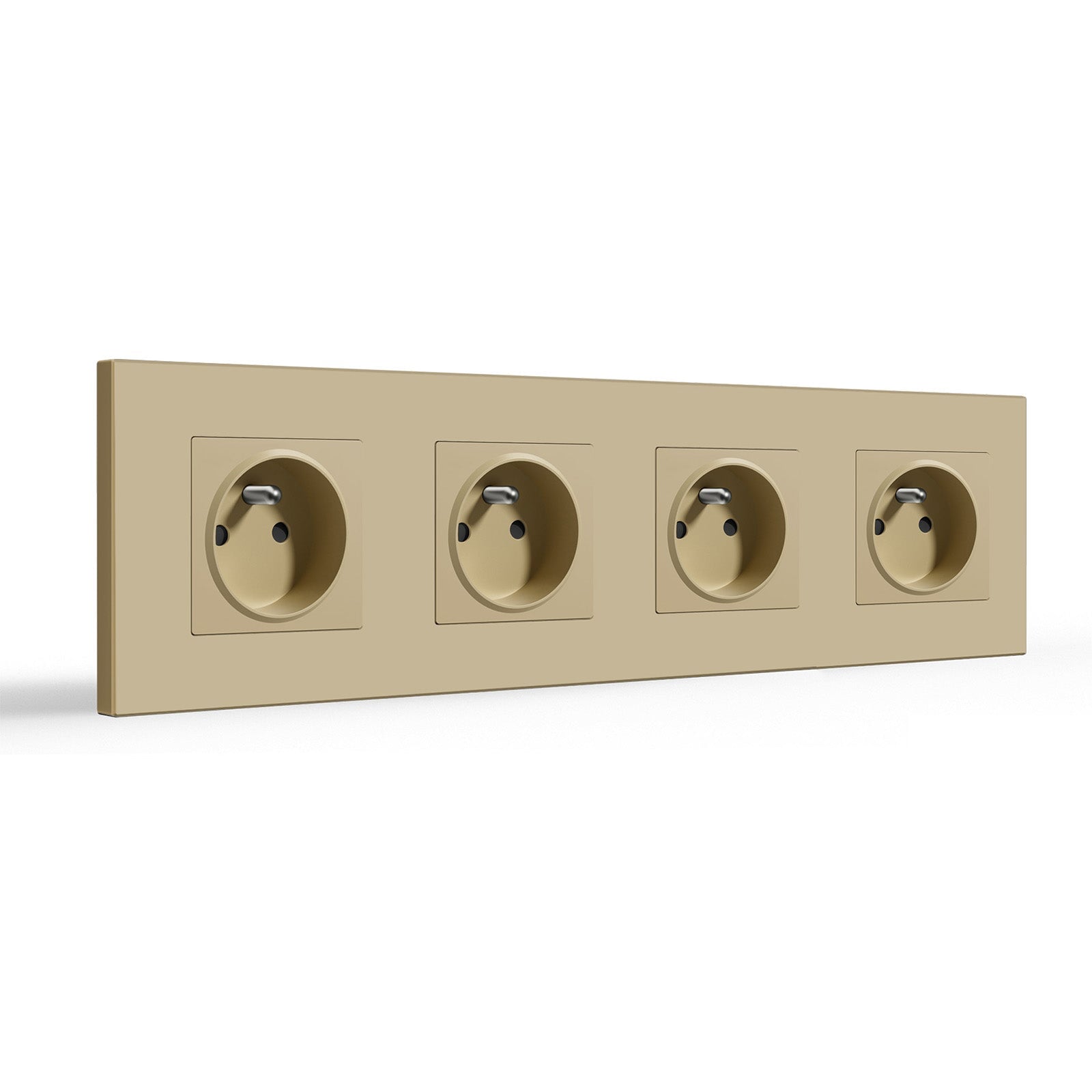 BSEED FR Wall Sockets Power Outlets Kids Protection 16A Wall Plates & Covers Bseedswitch gold Plastic Quadruple