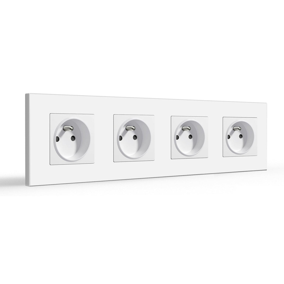 Prese elettriche da parete BSEED FR con protezione per bambini, 16A, placche e coperture, quadrupla, in plastica, colore bianco BSEEDswitch