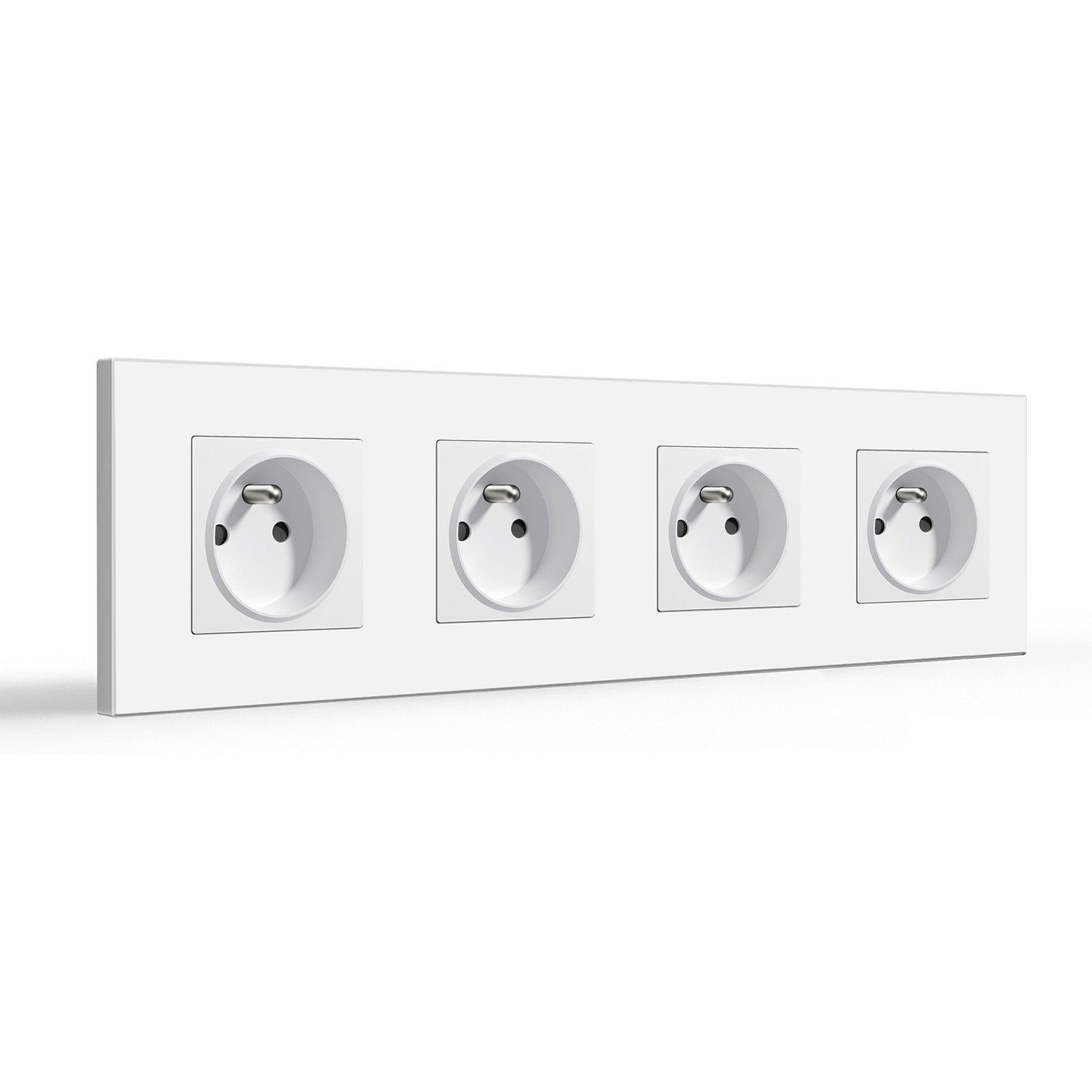 BSEED FR Wall Sockets Power Outlets Kids Protection 16A Wall Plates & Covers Bseedswitch white Plastic Quadruple