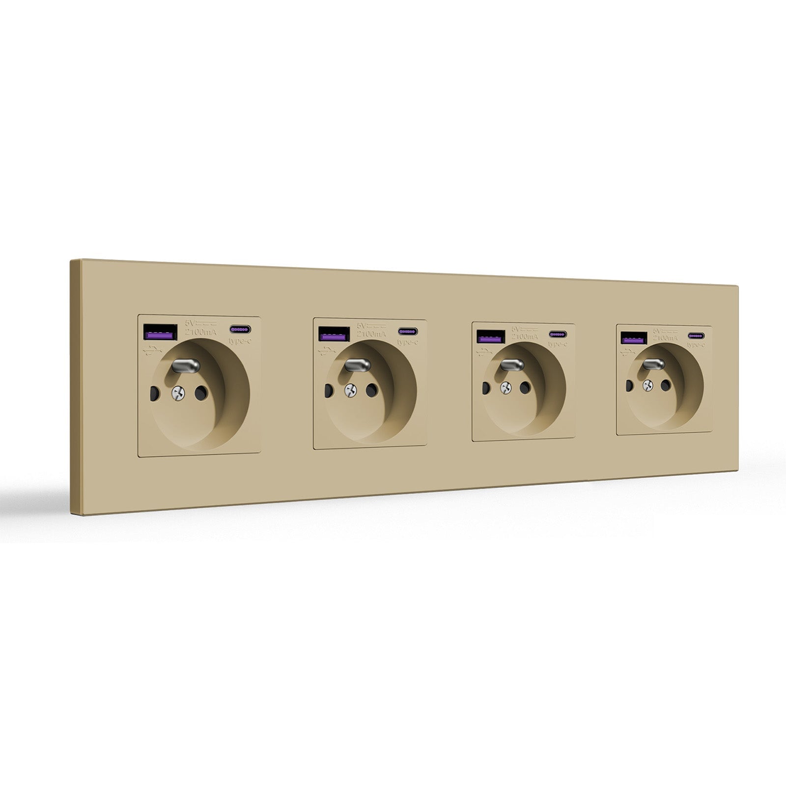 BSEED FR sockets with 20W PD Fast Charge Type-C Interface Outlet Wall Socket Power Outlets & Sockets Bseedswitch Gold Plastic Quadruple
