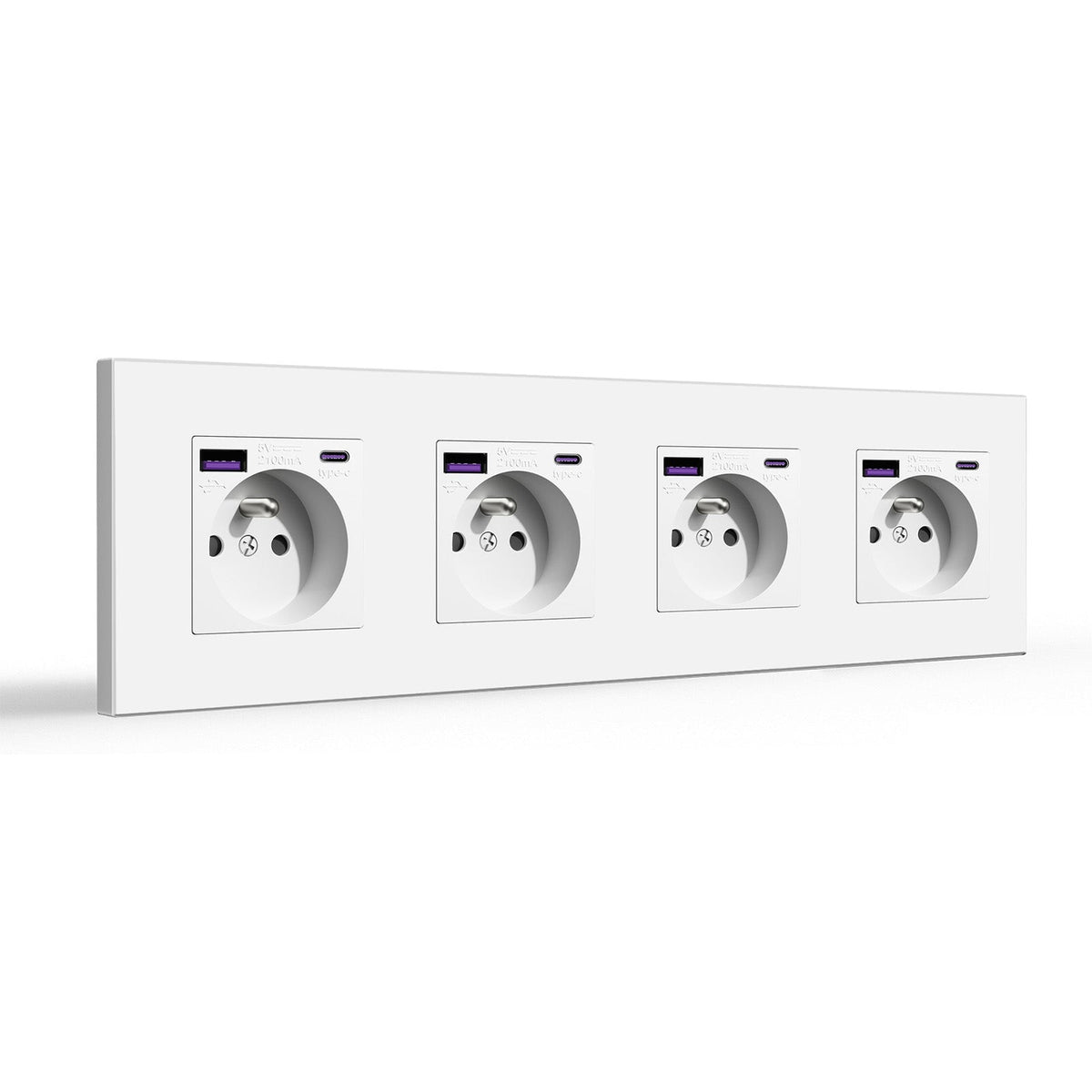 BSEED FR sockets with 20W PD Fast Charge Type-C Interface Outlet Wall Socket Power Outlets & Sockets Bseedswitch White Plastic Quadruple