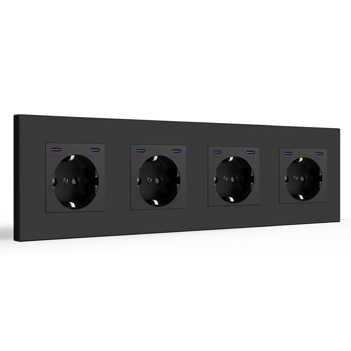 BSEED EU sockets with 20W PD Fast Charge Type-C Interface Outlet Wall Socket Power Outlets & Sockets Bseedswitch Black Plastic Panel Quadruple