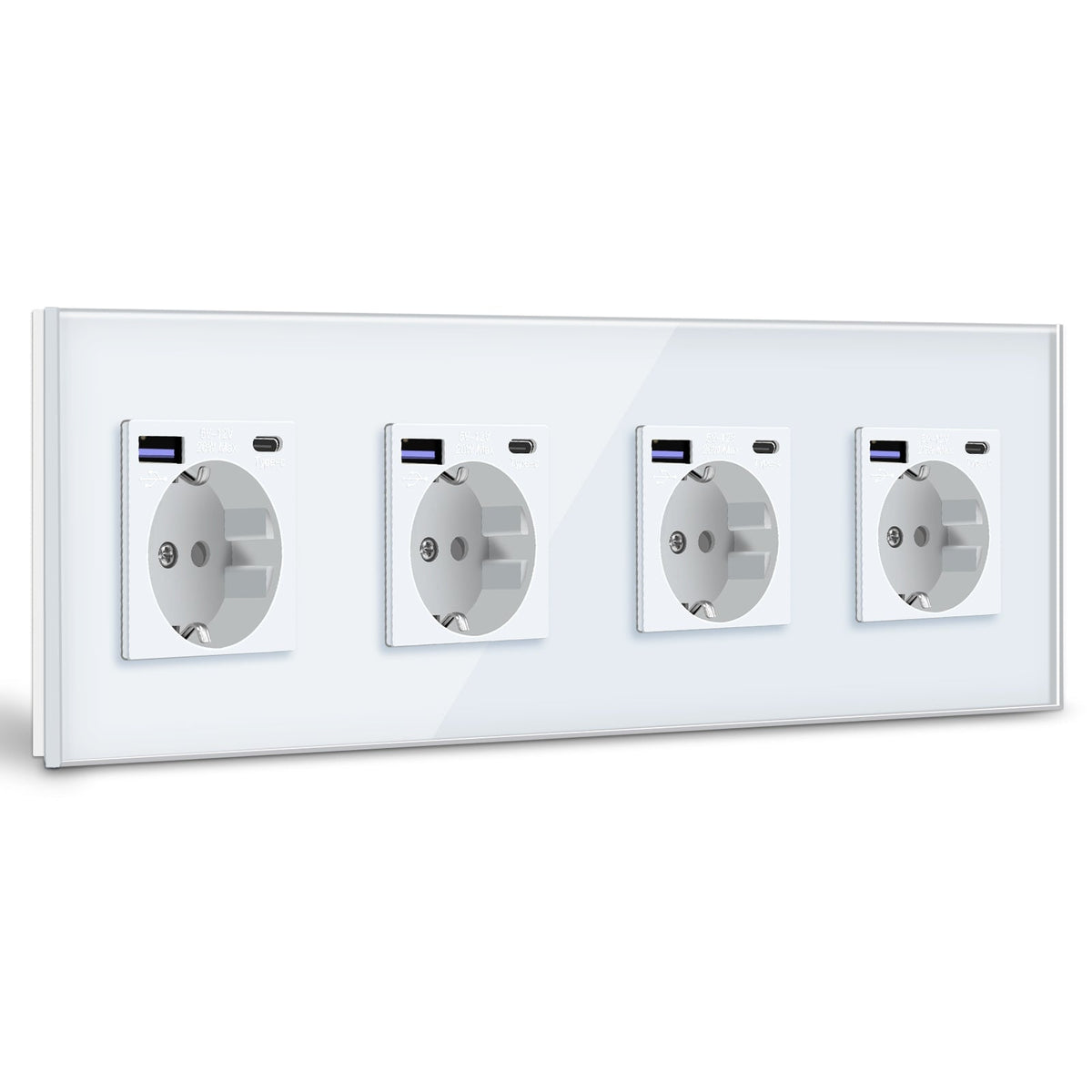 BSEED EU sockets with 20W PD Fast Charge Type-C Interface Outlet Wall Socket Power Outlets & Sockets Bseedswitch White Quadruple 