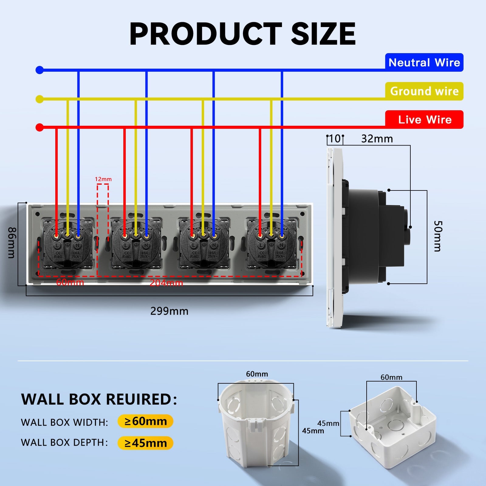 BSEED EU Wall Sockets Power Outlets Glass Panel 16A Power Outlets & Sockets Bseedswitch 