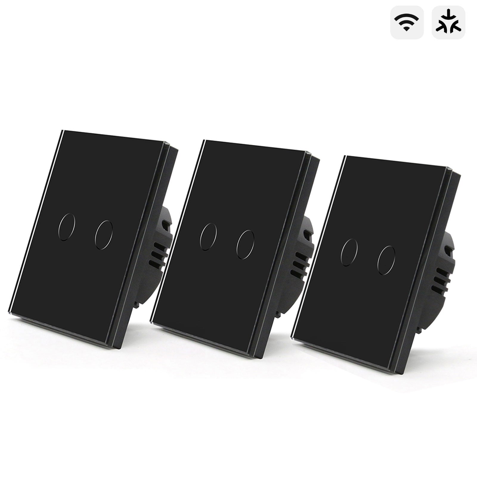 light switch inteligente Bseed Matter Wifi, interruptores de parede elétricos, interruptores de luz, Bseedswitch preto, pacote de 3 unidades, 2 Gang