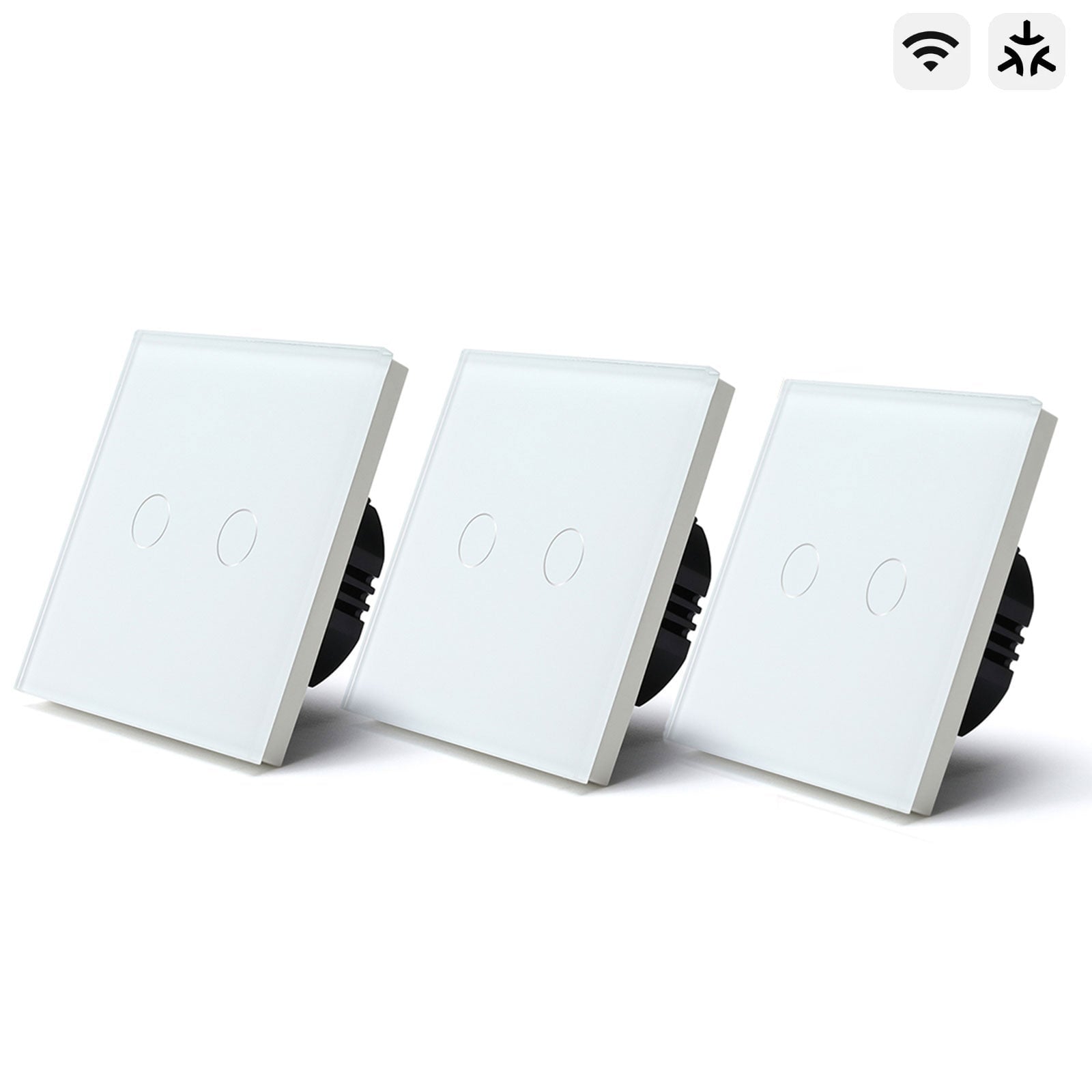 Bseed Smart Matter Wifi light switch, interruptores de parede elétricos, interruptores de luz, Bseedswitch branco, pacote de 3 unidades, 2 Gang