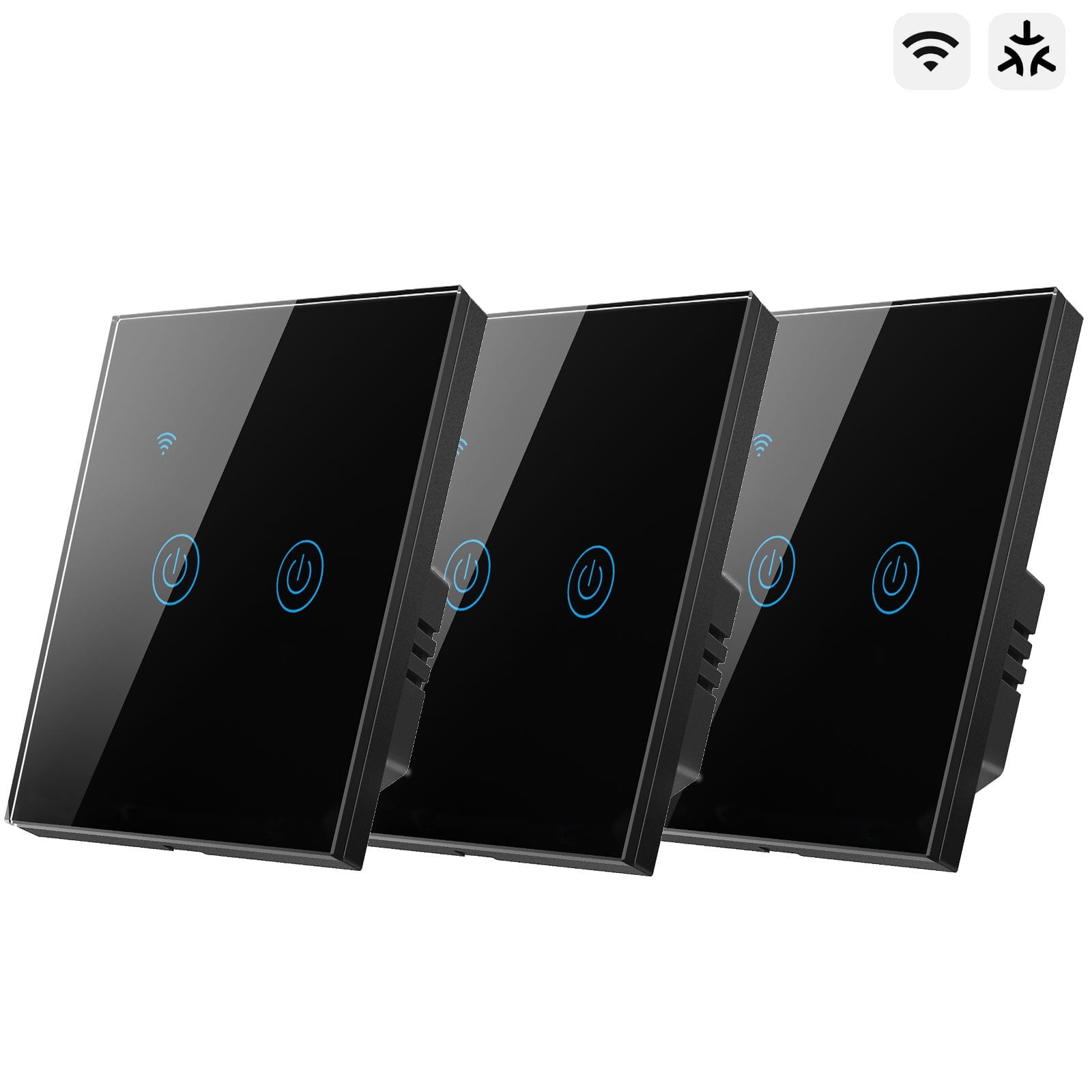 Bseed Smart Matter Wifi Light Switch Electrical Wall Light switches Light Switches Bseedswitch Black 3Pcs/Pack 2 Gang