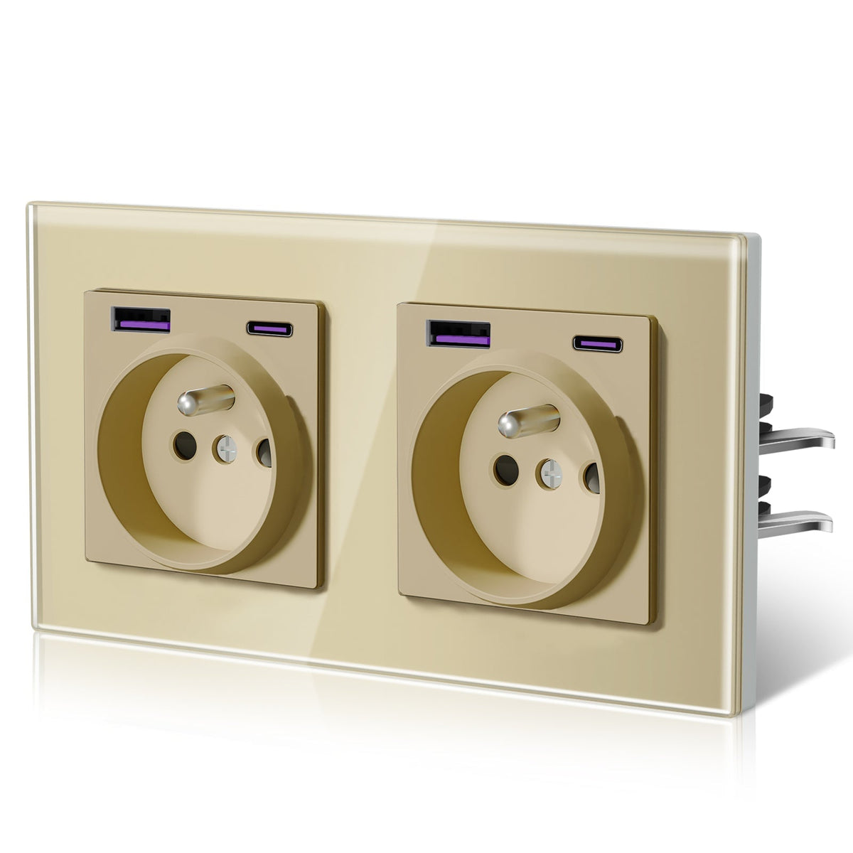 Prese elettriche da parete BSEED Heritage Series French con 20W USB-C con prese di corrente e interruttori Bseedswitch 
