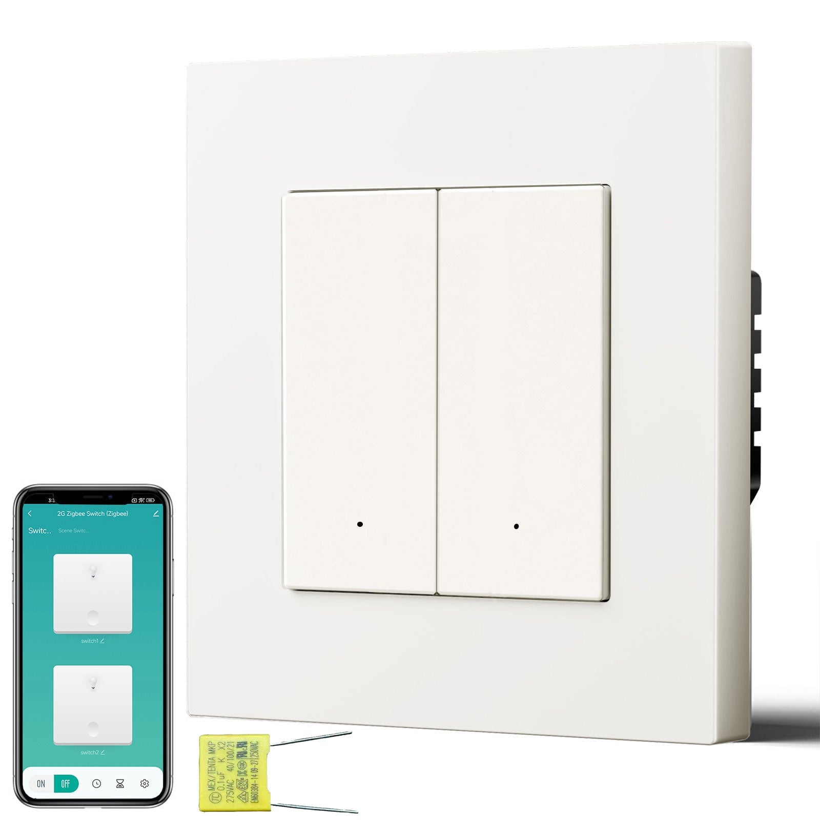 BSEED Echo Smart Zigbee Light Switch (No Neutral) Hub required Switch Light Switches Bseedswitch White Plastic 2 Gang
