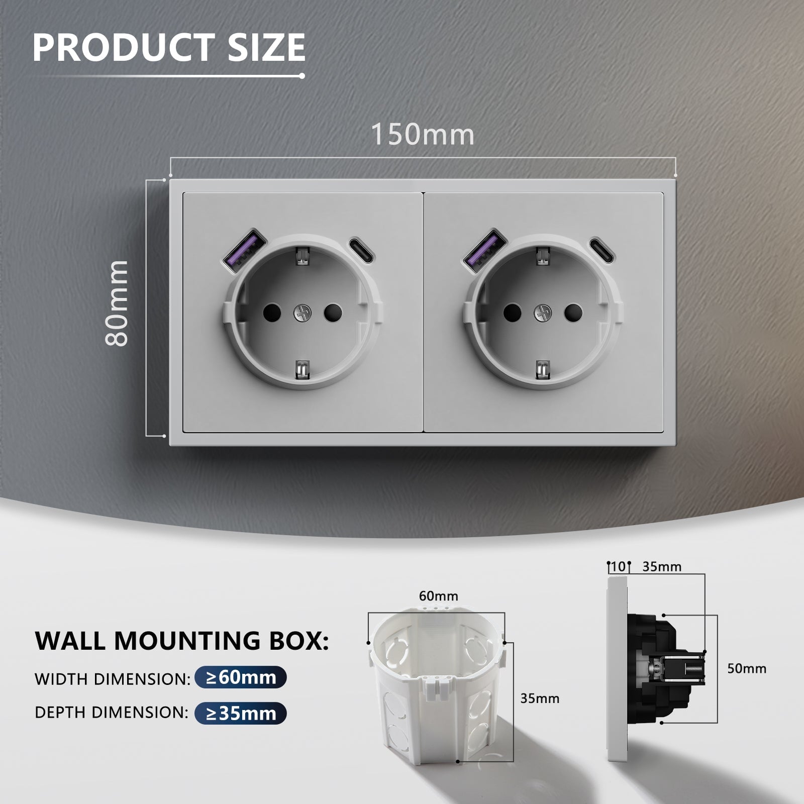 Grand Series 20W Eu Socket With USB-C With Clamping Technique Power Outlets & Sockets Bseedswitch 