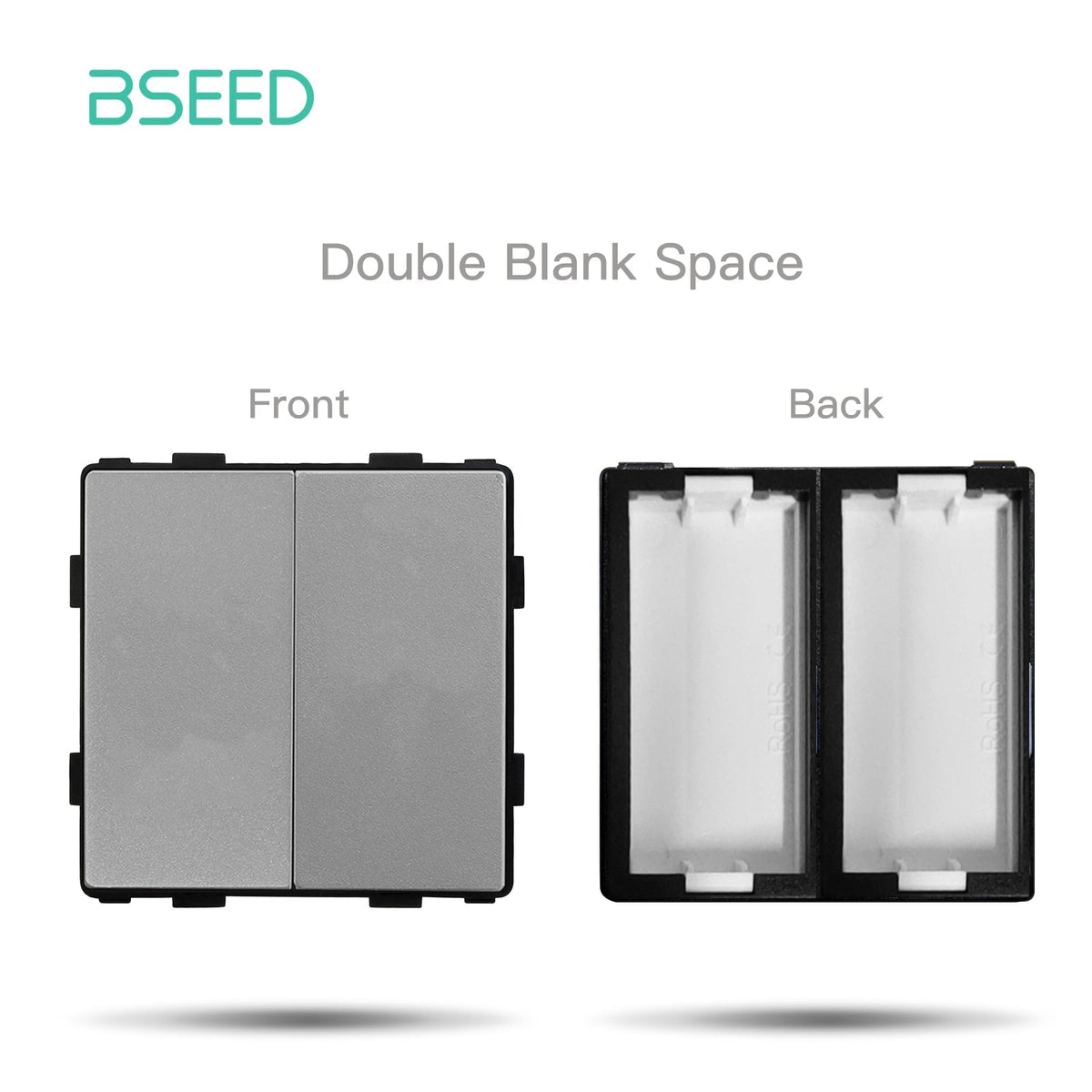 Bseed EU UK Russie Standard Prise Plastique Bouton Interrupteur Touche de Fonction DIY Amélioration de l'Habitat Plaques Murales & Couvercles Bseedswitch Gris double Obturateur 