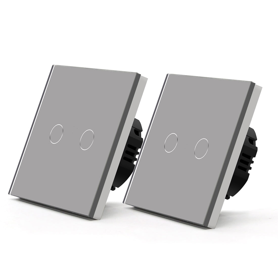 Bseed Smart Wifi Light Switch Wall Switch (With Neutral) Light Switches Bseedswitch Grey 2Pcs/Pack 2 Gang