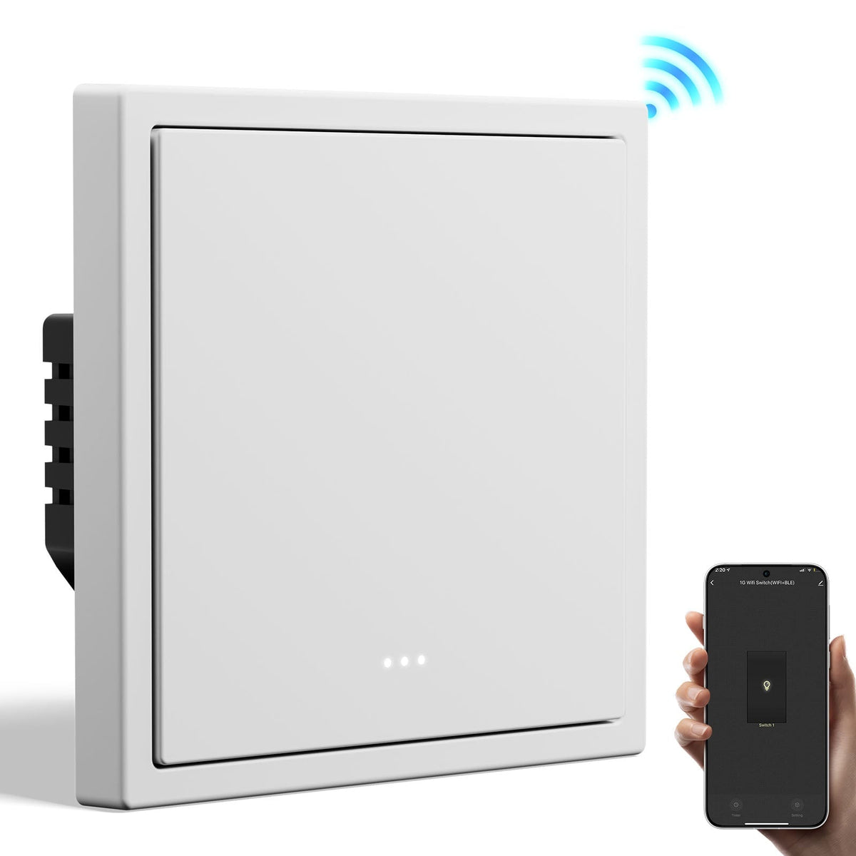 BSEED Gand Series Smart Wifi Light Switch (With Neutral) Recessed light switches with indicator light Light Switches Bseedswitch White 1 Gang 
