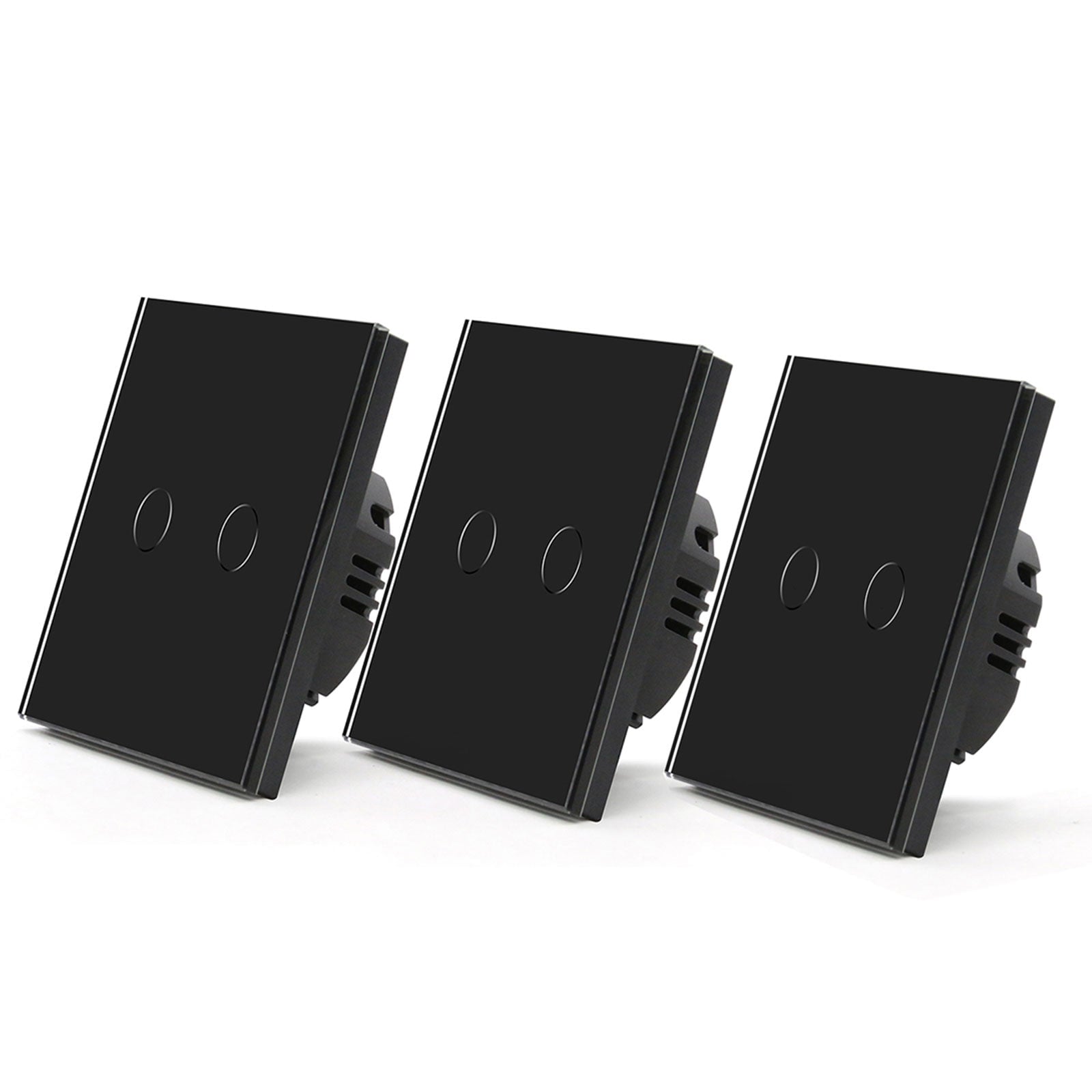 Bseed Smart Wifi Light Switch Wall Switch (With Neutral) Light Switches Bseedswitch Black 3Pcs/Pack 2 Gang