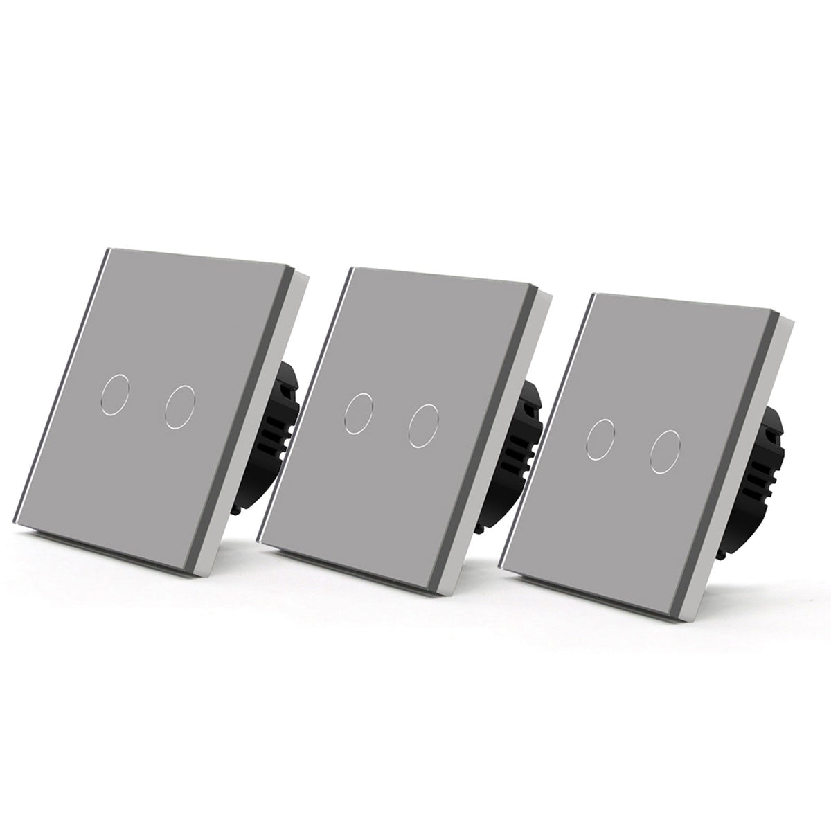 Bseed Smart Wifi Light Switch Wall Switch (With Neutral) Light Switches Bseedswitch Grey 3Pcs/Pack 2 Gang