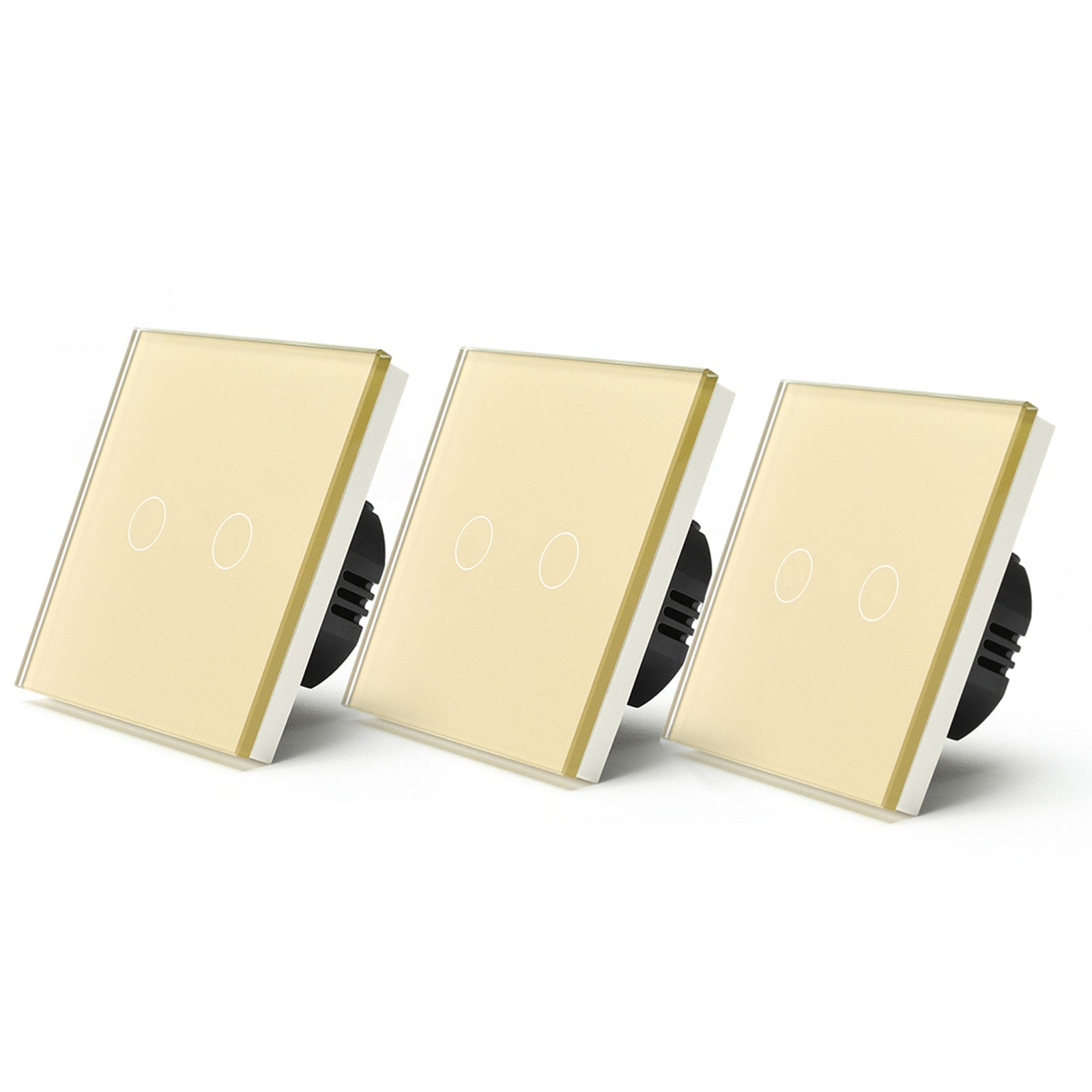 Bseed Smart Wifi Light Switch Wall Switch (With Neutral) Light Switches Bseedswitch Gold 3Pcs/Pack 2 Gang