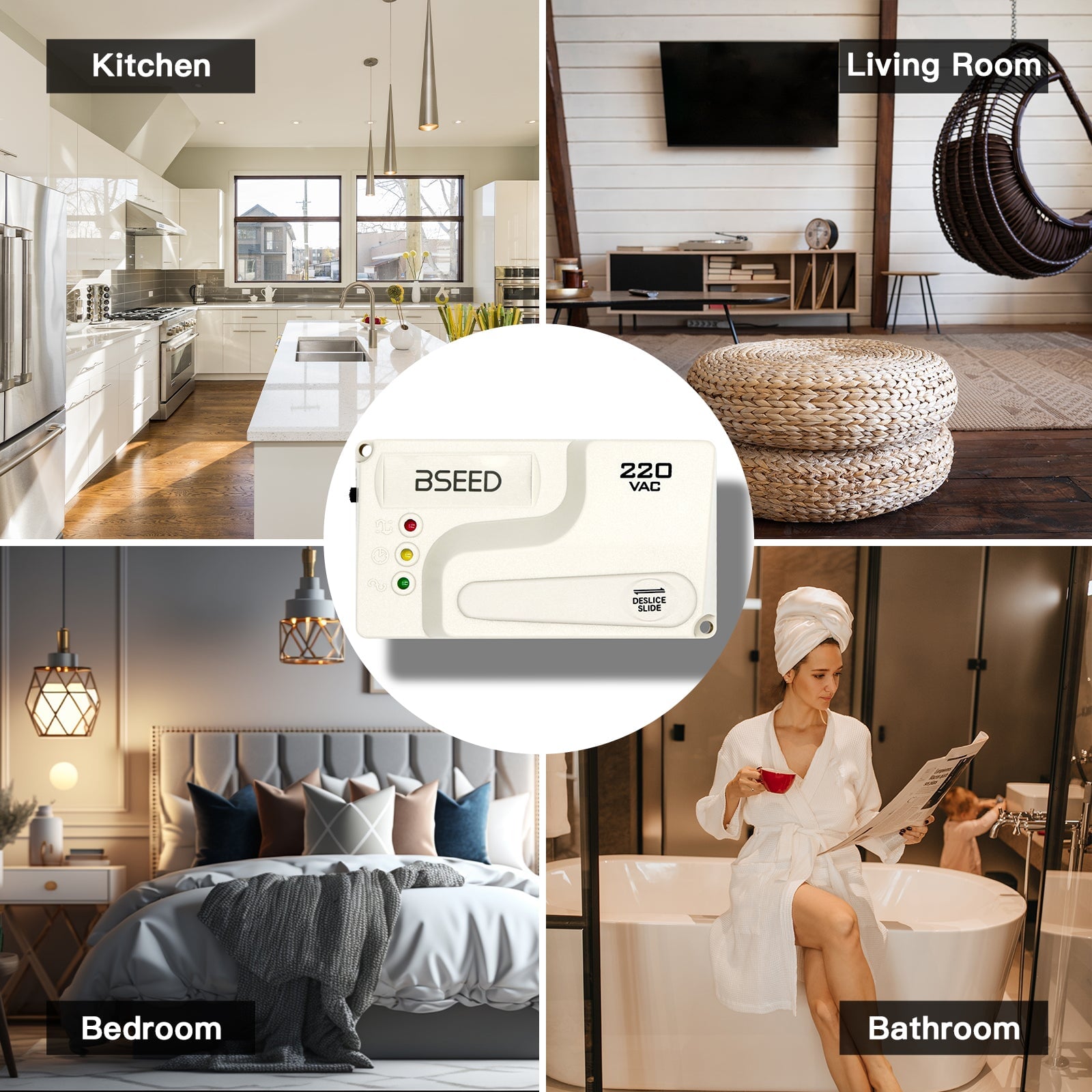 BSEED US Standard PC Series Power Protector Socket Voltage 50 Hz-60 Hz 220V Wall Socket Cable Protector Voltage Transformers & Regulators Bseedswitch 