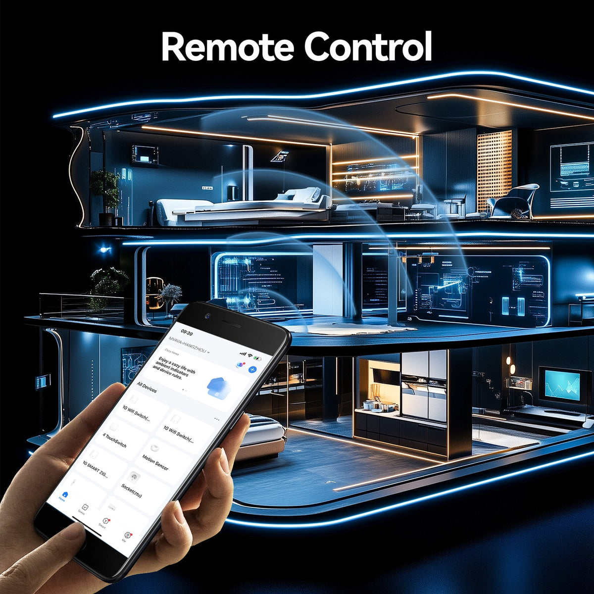 EC WiFi klik light switch met multi-bediening glazen paneel, werkt met Alexa/Google Home, bediend via Tuya/Smart Life light switches Bseedswitch 