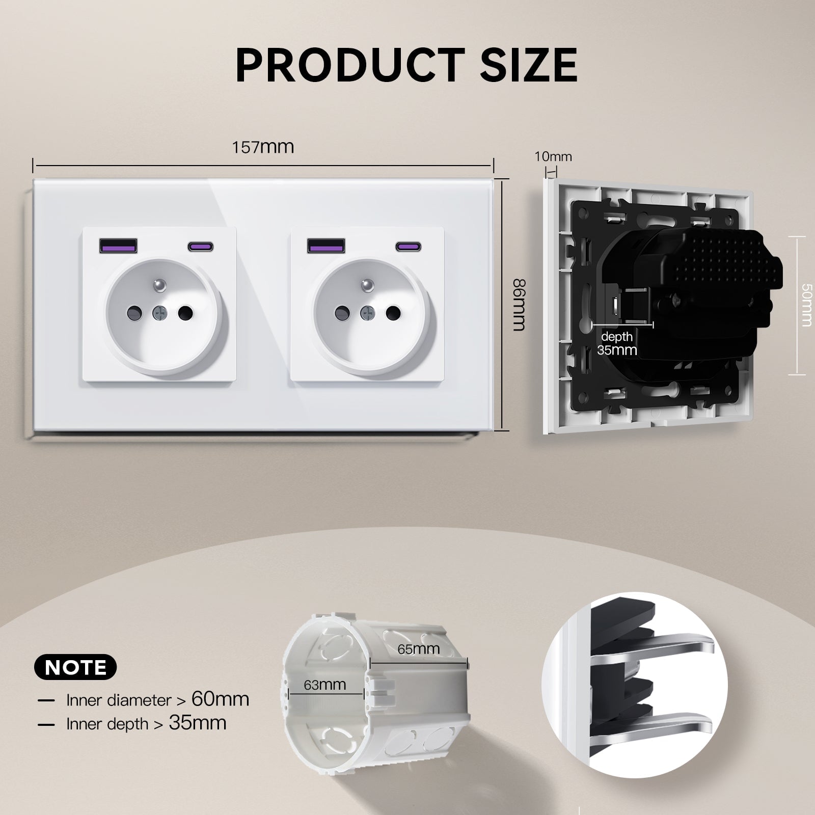 BSEED Heritage Series French Wall Socket with 20W USB-C with Claws Power Outlets & Sockets Bseedswitch 