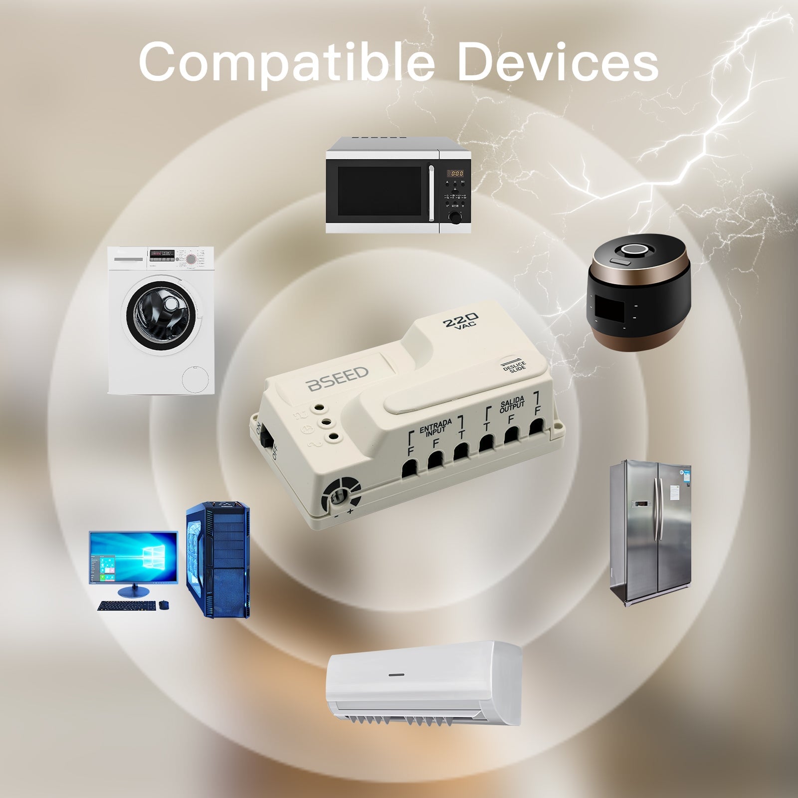 BSEED US Standard PC Series Power Protector Socket Voltage 50 Hz-60 Hz 220V Wall Socket Cable Protector Voltage Transformers & Regulators Bseedswitch 