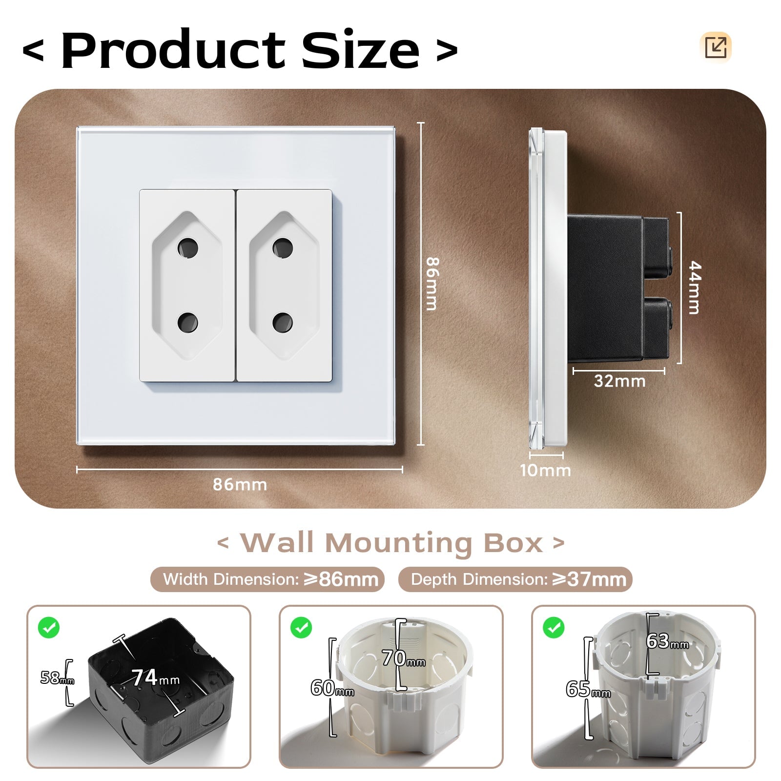 BSEED Double Sockets Power Wall Outlet Type F plug Sockket Eu It Standards 10A Socket Glass Panel Power Outlets & Sockets Bseedswitch 