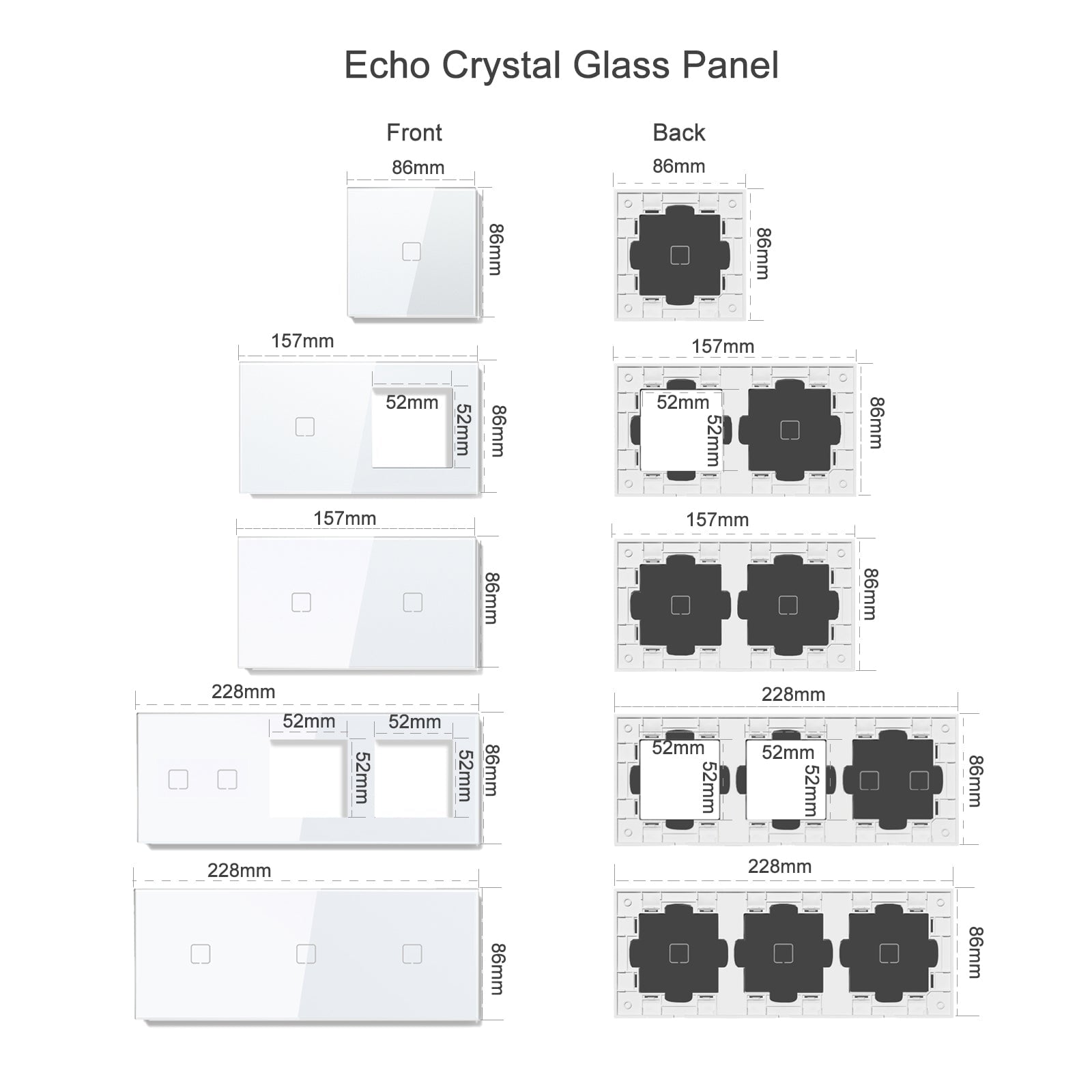 BSEED Echo Touch DIY Part Customized Free Combinations Glass Panels Light Switches Bseedswitch 