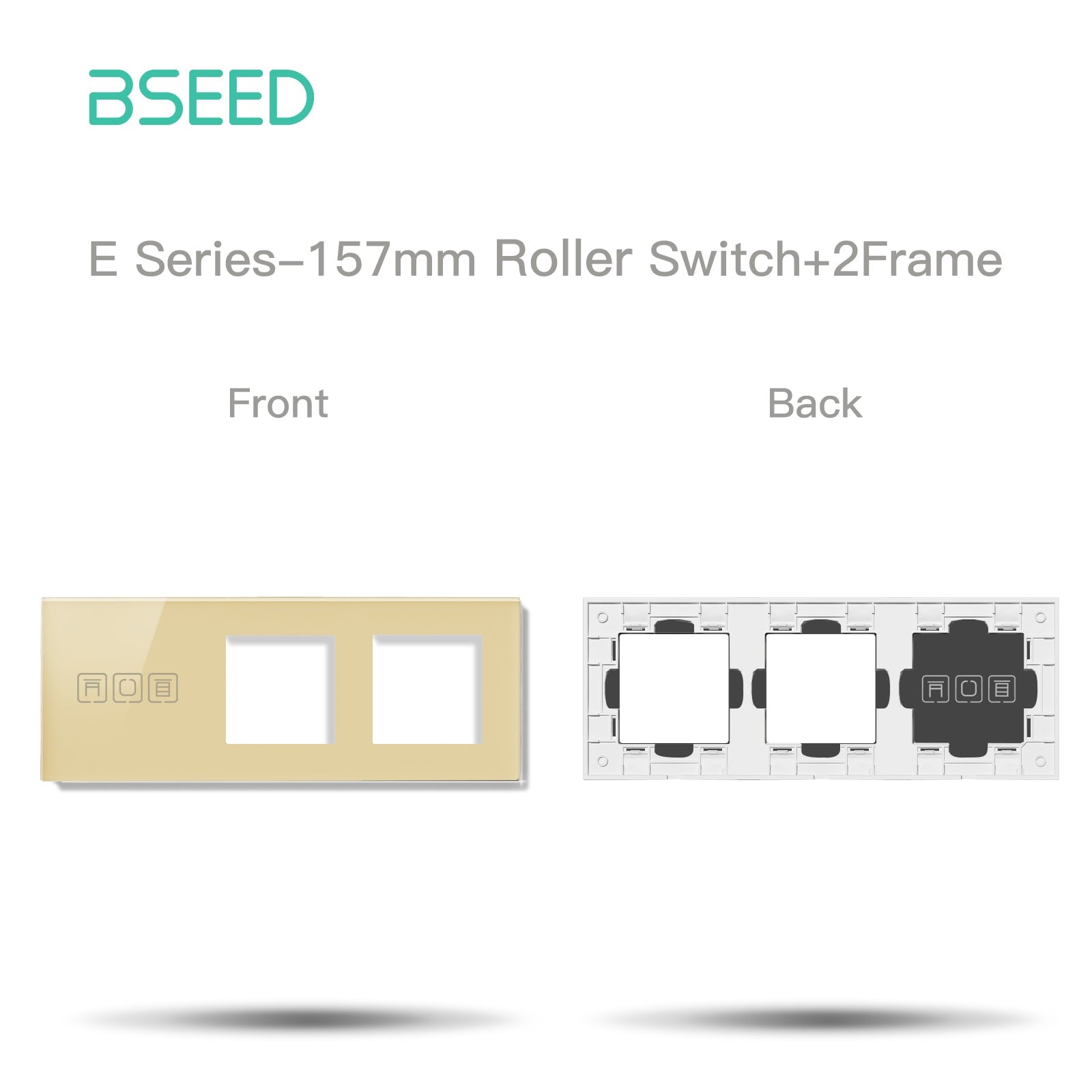 BSEED Echo Touch DIY Part Customized Free Combinations Glass Panels Light Switches Bseedswitch Gold Blind+ 2 Slot Panel 