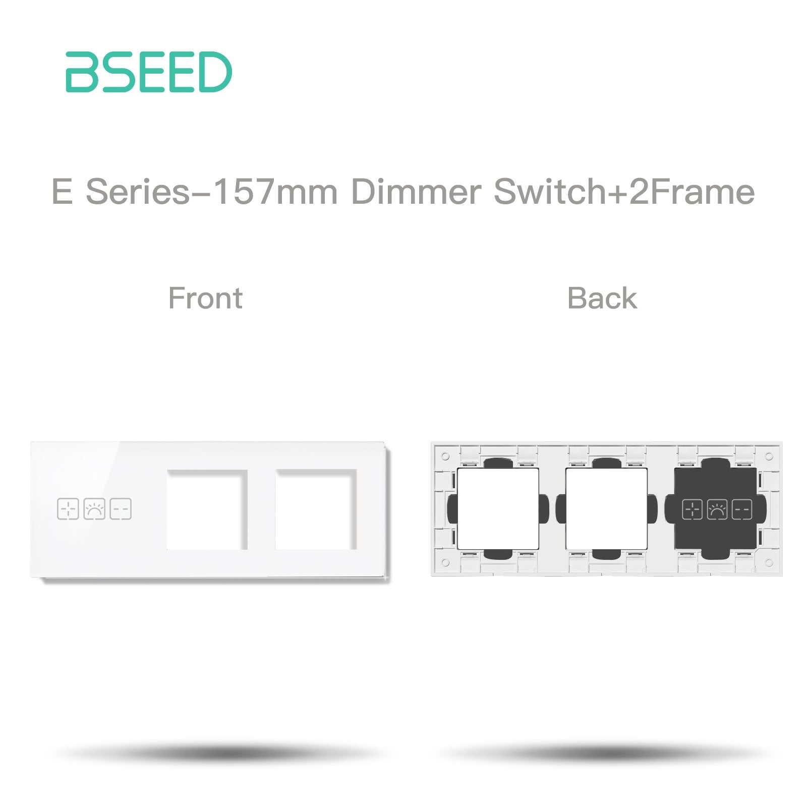 BSEED Echo Touch DIY Part Customized Free Combinations Glass Panels Light Switches Bseedswitch White Dimmer +2 Slot Panel 
