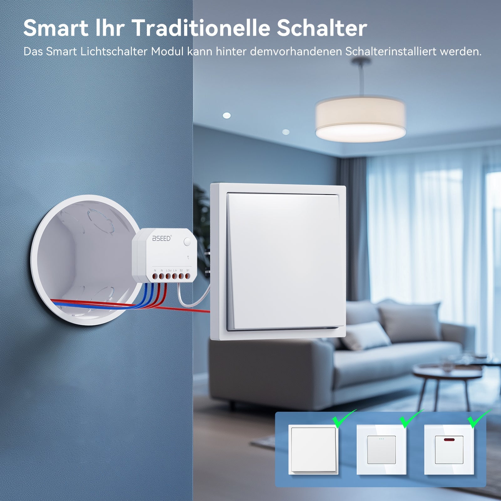 BSEED Smart WiFi Switch Module Work with Tuya Light Switches Bseedswitch 
