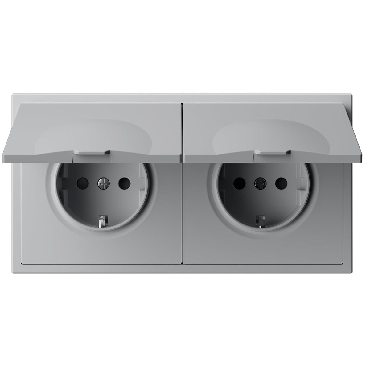 Grand Series EU Wall Sockets with clamping technology With Waterproof Cover plastics Easy Install Socket Power Outlets & Sockets Bseedswitch Stone gray Double 