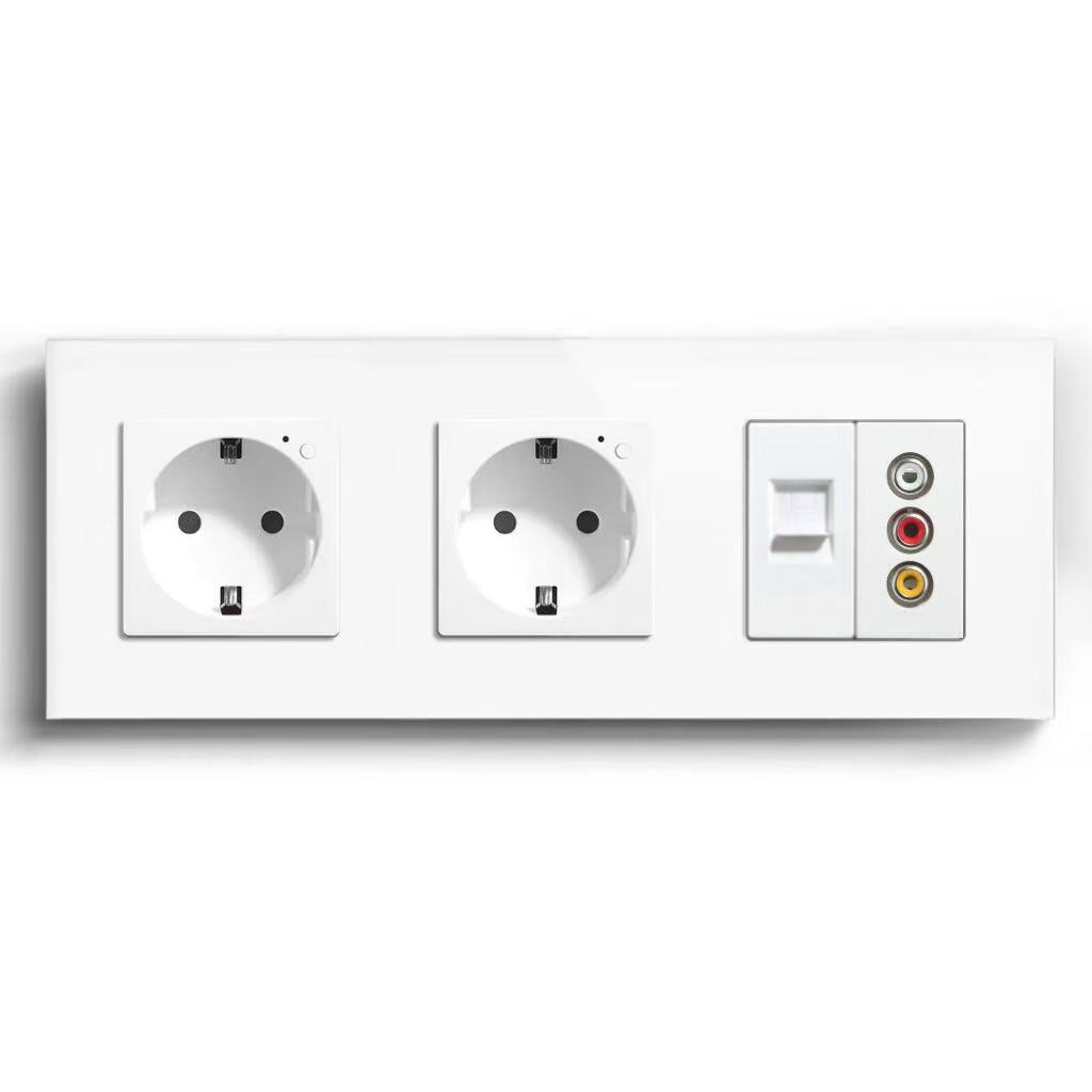 BSEED Product Customization Bseedswitch double zigbee eu socket with cat6 socket with audio socket 