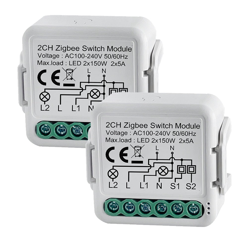 BSEED Smart Zigbee switch module wall Zigbee light switch module Work with Mechanical Switch Light Switches Bseedswitch 2 Gang 2 PCS/Pack 