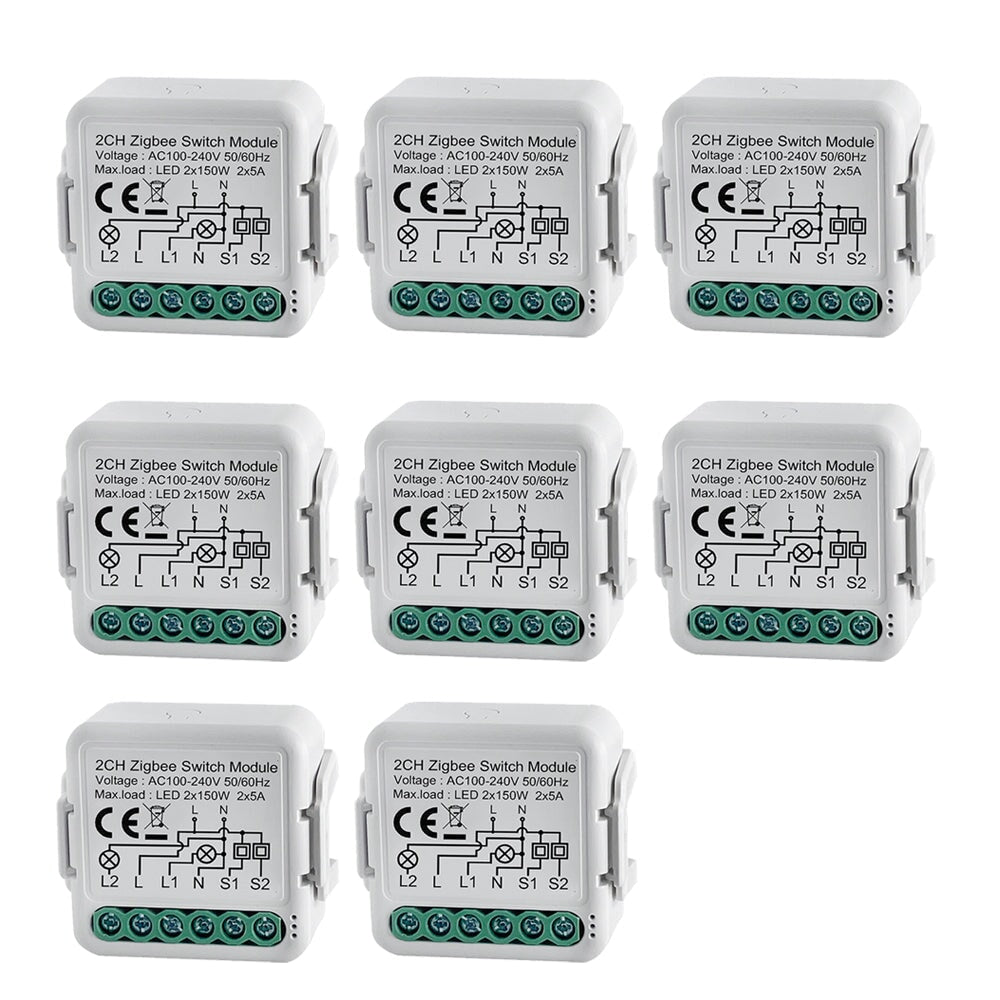 BSEED Smart Zigbee switch module wall Zigbee light switch module Work with Mechanical Switch Light Switches Bseedswitch 2 Gang 8 PCS/Pack 